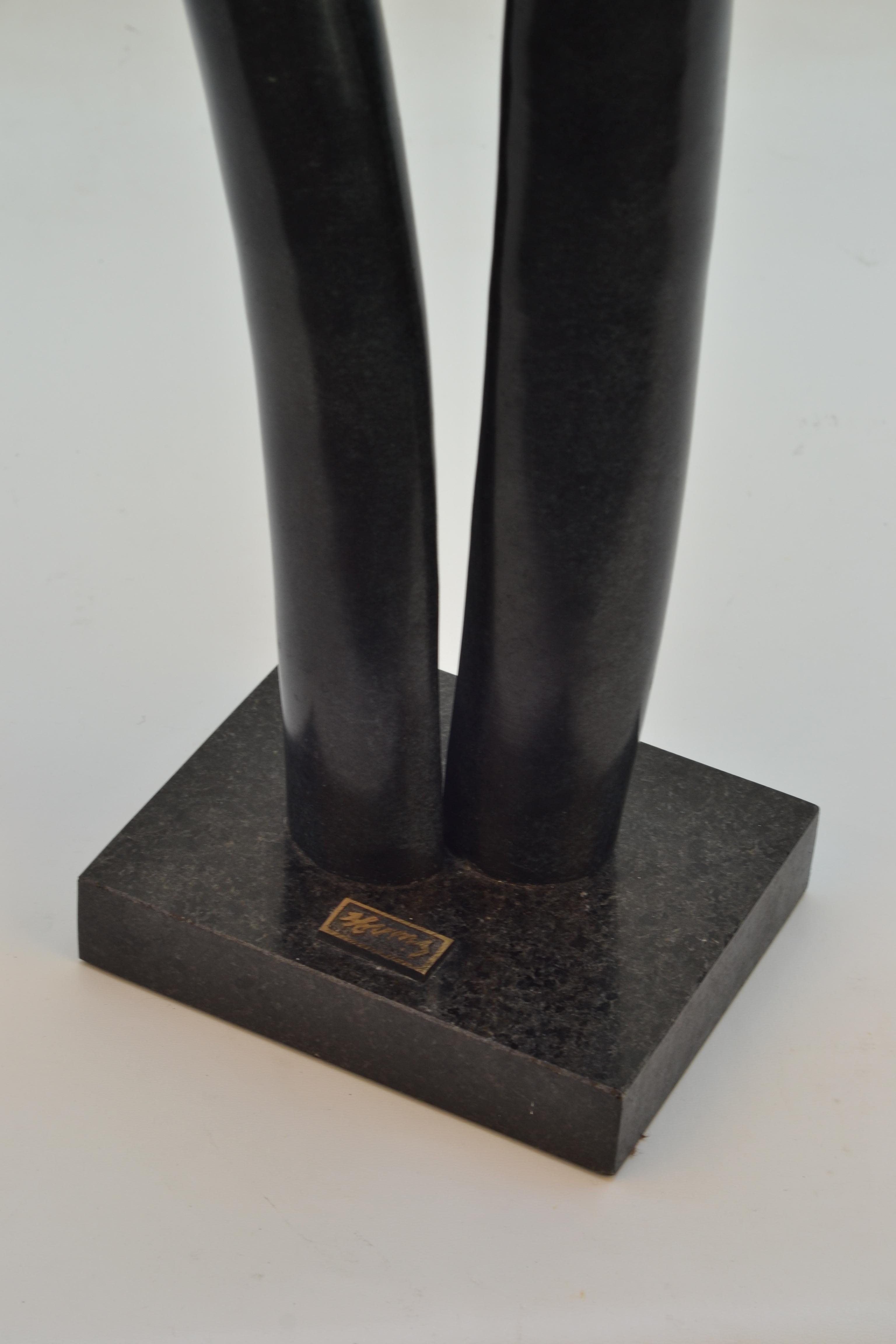 Bronze Sculpture of Elongated Male and Female on Marble Plinth For Sale 3