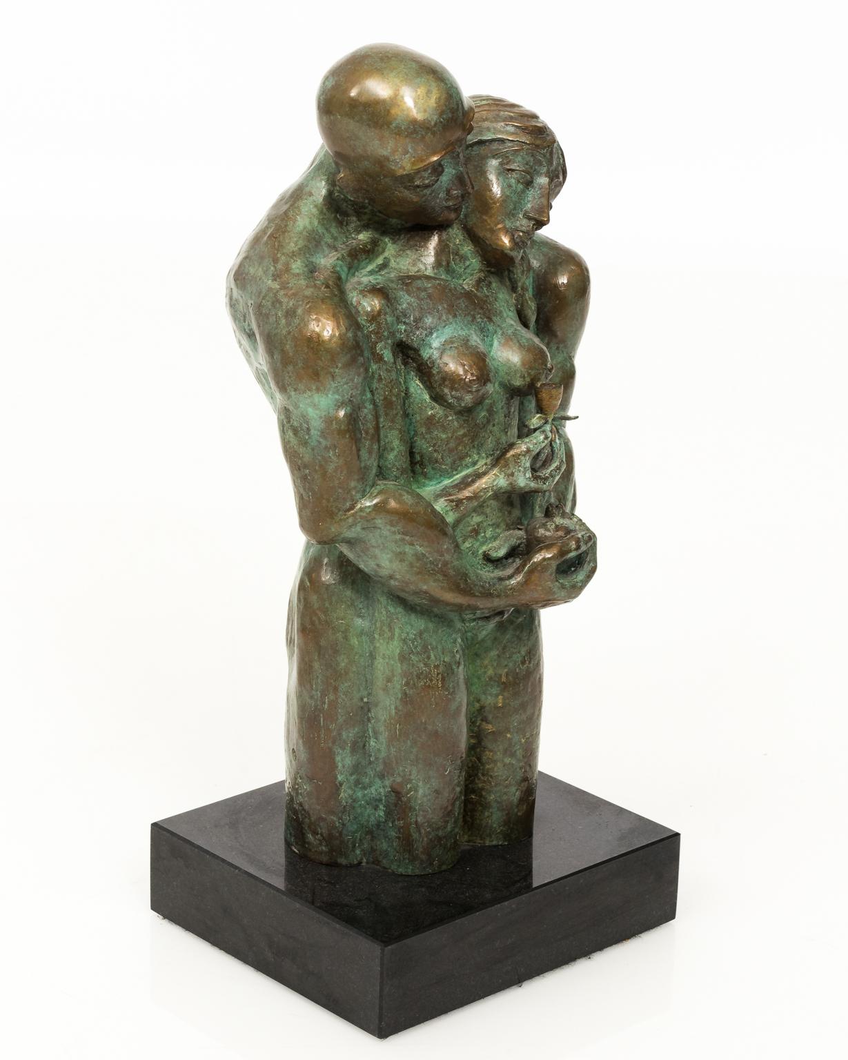 Bronzeskulptur eines sich umarmenden Paares von Yuroz Signiert und nummeriert (20. Jahrhundert)