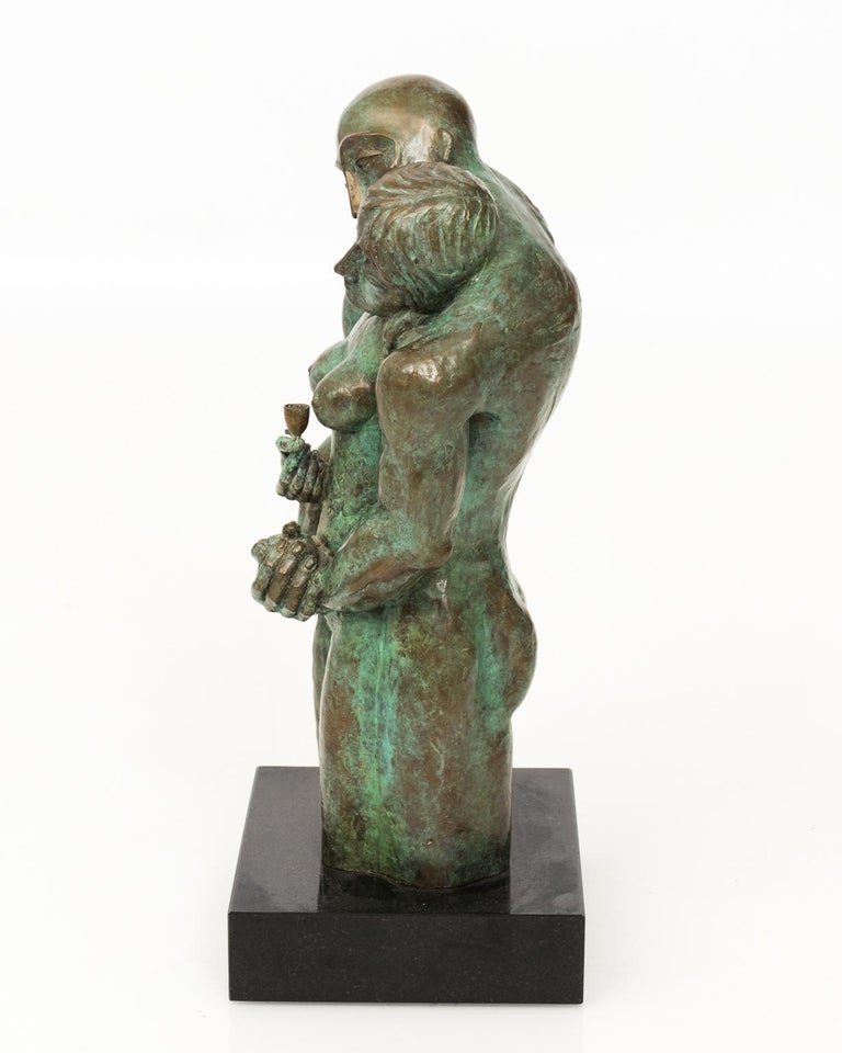 Bronze Sculpture of Embracing Couple by Yuroz Signed and Numbered at