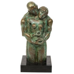 Bronze Sculpture of Embracing Couple by Yuroz Signed and Numbered
