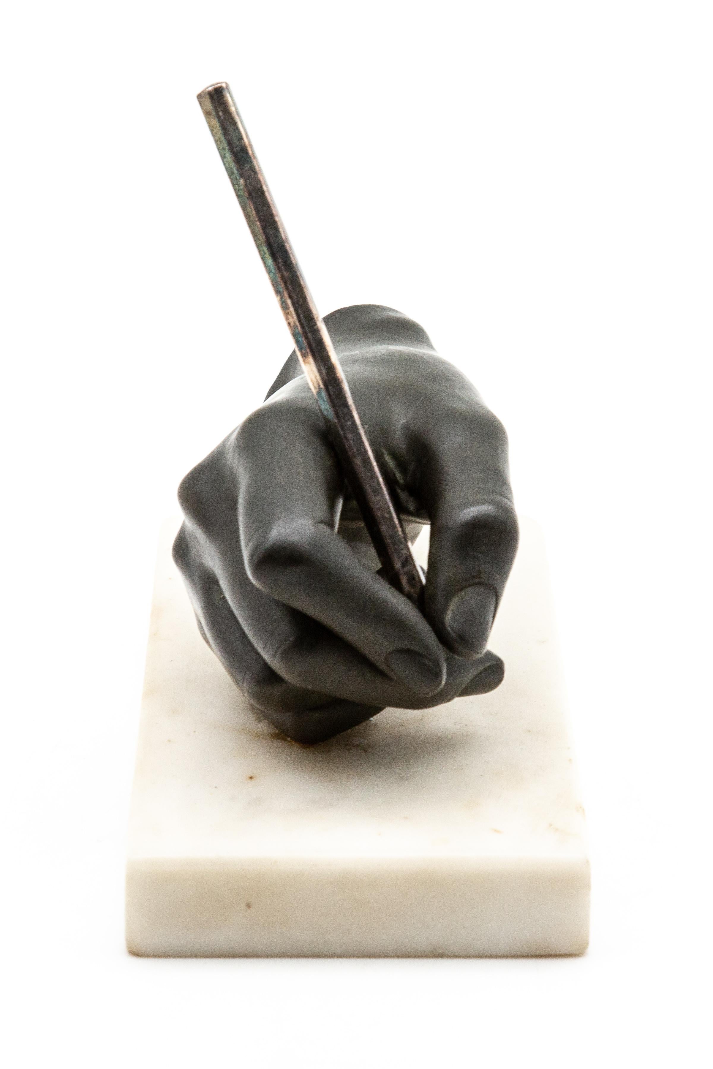 Bronze Sculpture of Hand on Marble Base 3