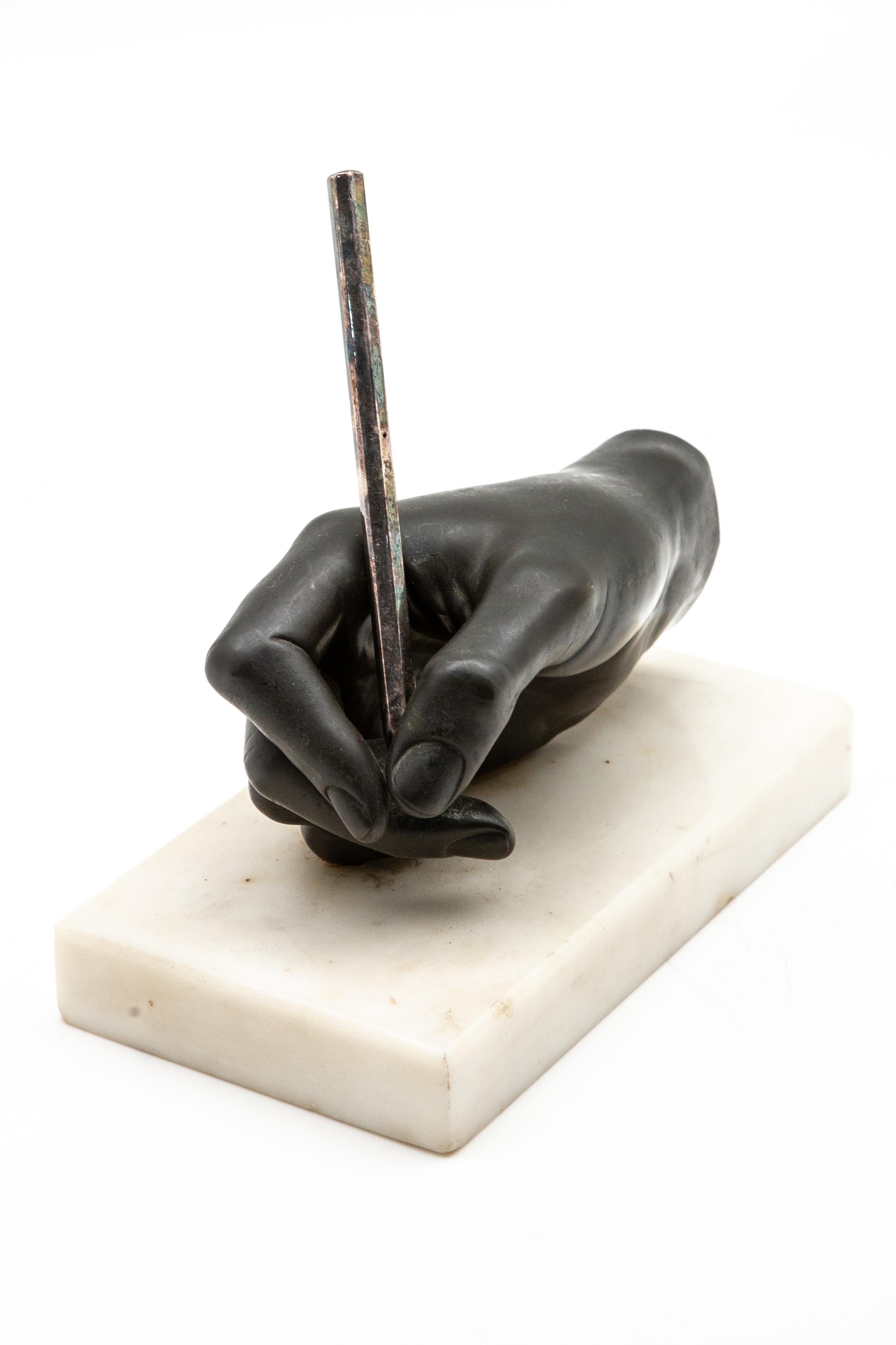 Bronze Sculpture of Hand on Marble Base 4