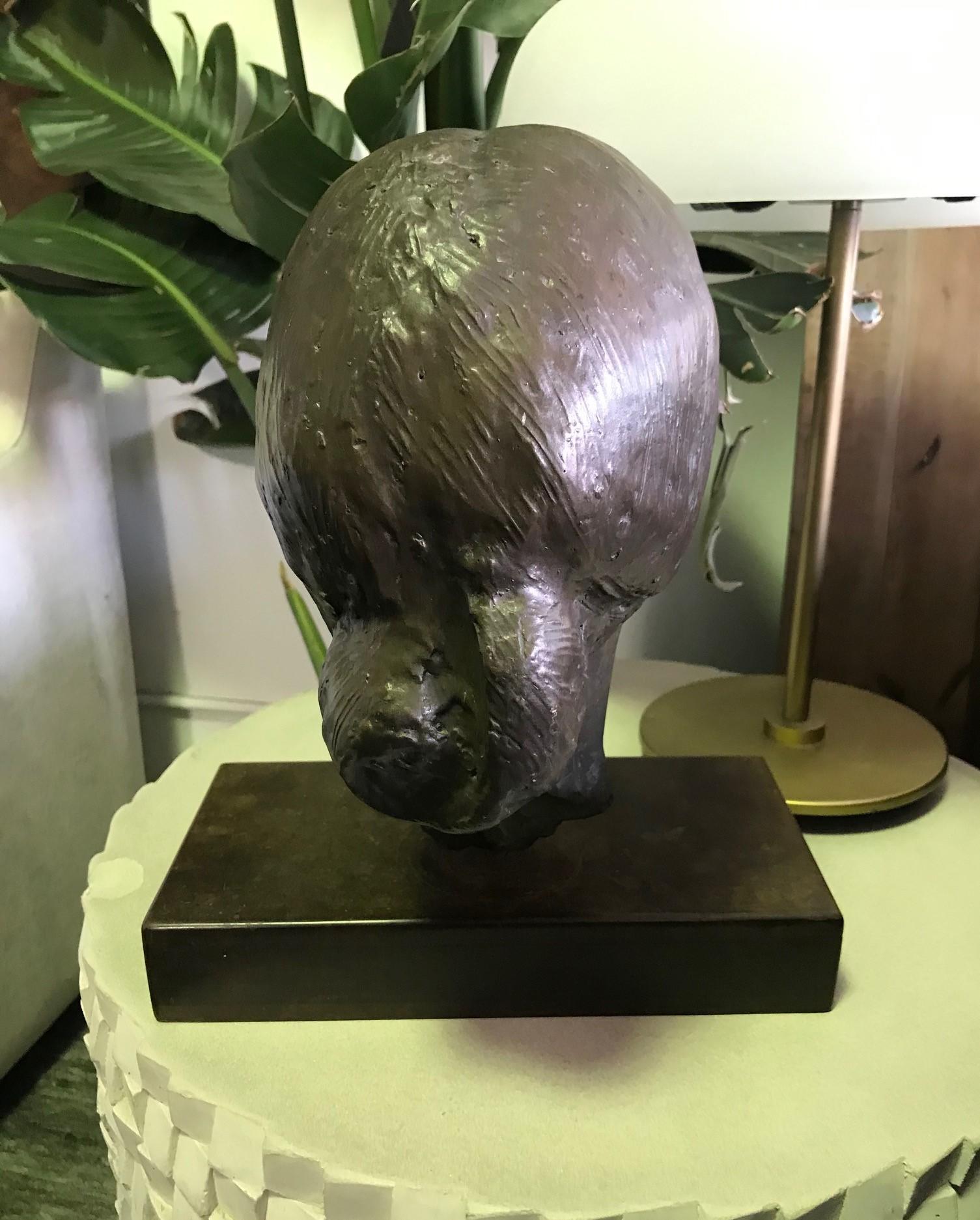 Sculpture en bronze de tête de femme japonaise dans le style d'Isamu Noguchi Bon état - En vente à Studio City, CA
