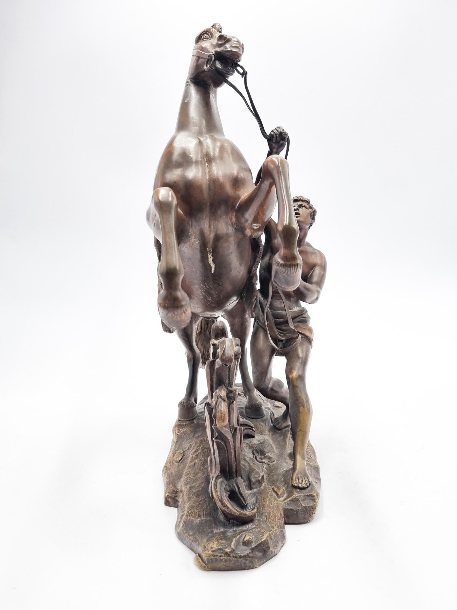 Early 20th Century Bronze Sculpture of Horse with Rider 