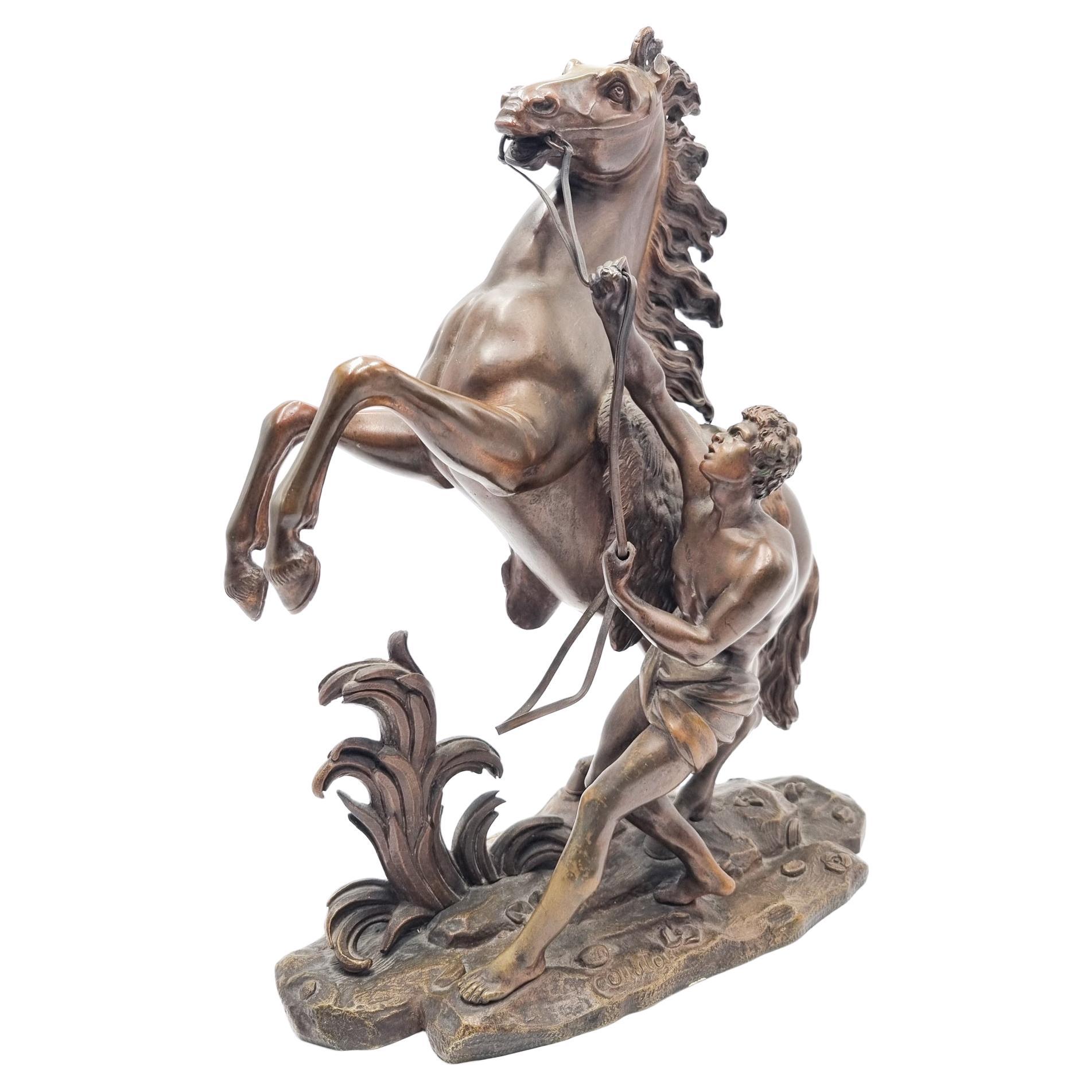Bronze Sculpture of Horse with Rider "Chela de Marly" by Guillaume Coustou 1920s