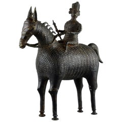 Bronze Sculpture of Horse with Rider, India, 19th Century