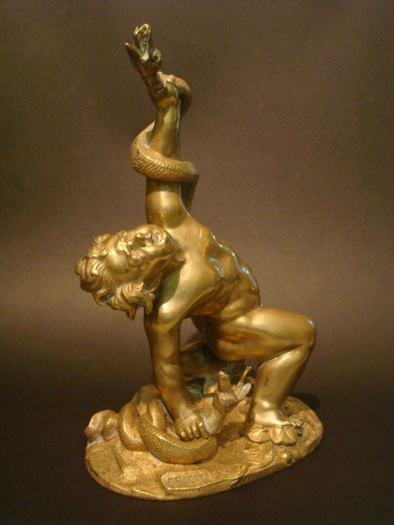 Italian Bronze Sculpture of Infant Hercules Wrestling with Snakes, Italy, 19th Century
