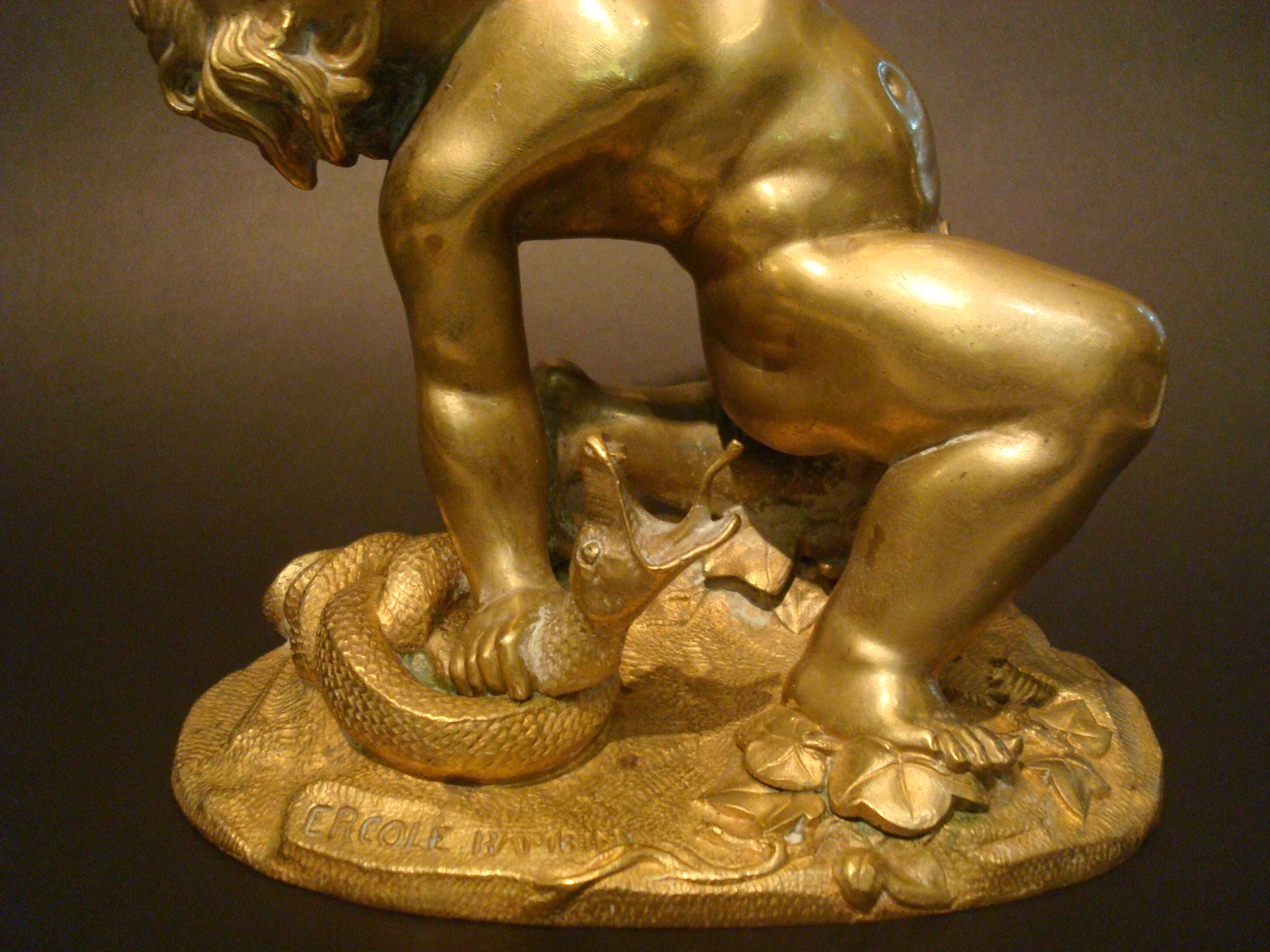 Bronze Sculpture of Infant Hercules Wrestling with Snakes, Italy, 19th Century In Good Condition In Buenos Aires, Olivos