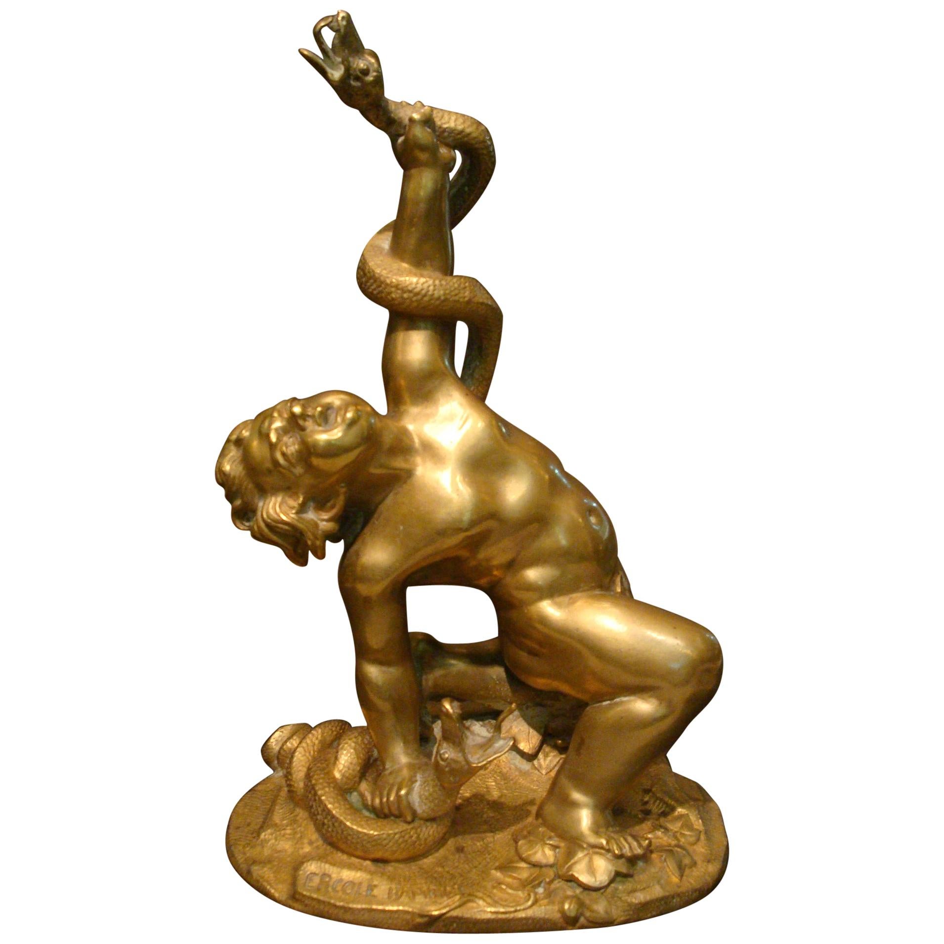 Bronze Sculpture of Infant Hercules Wrestling with Snakes, Italy, 19th Century