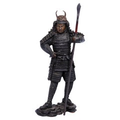 Escultura de Bronce de Guerrero Samurai Japonés