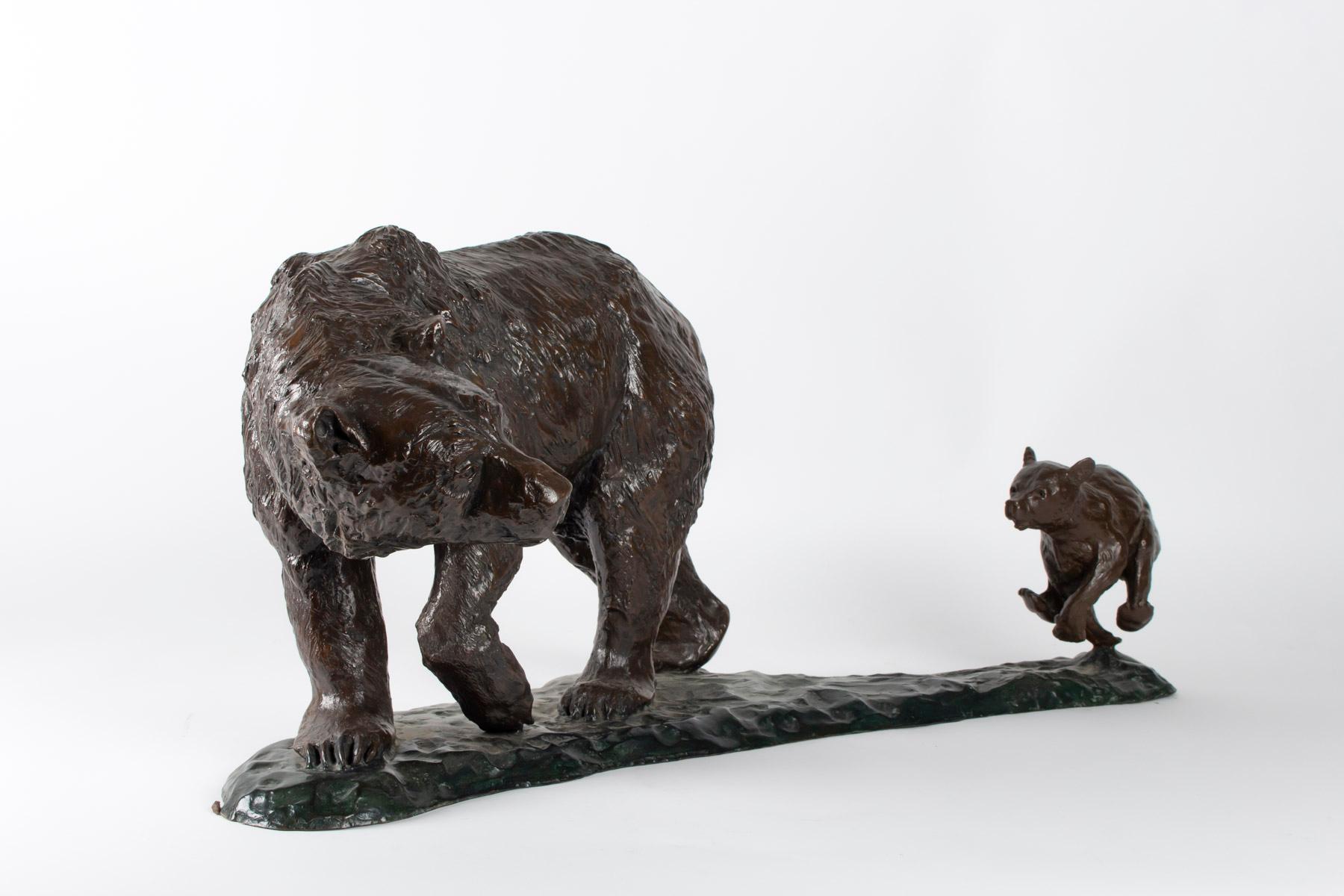 20th Century Bronze Sculpture of Jean Vassil, Contemporary Art, Bear and his Small