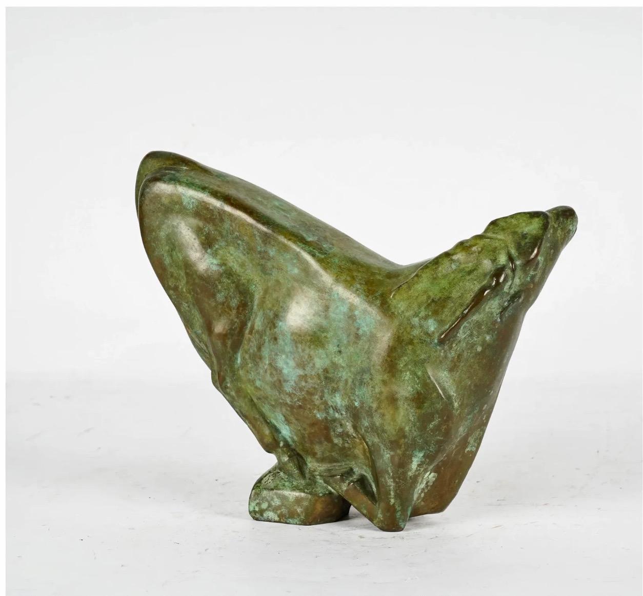 Art Deco Bronze Sculpture of Kneeling Antelope, Barbara Beretich (1936-2018) For Sale