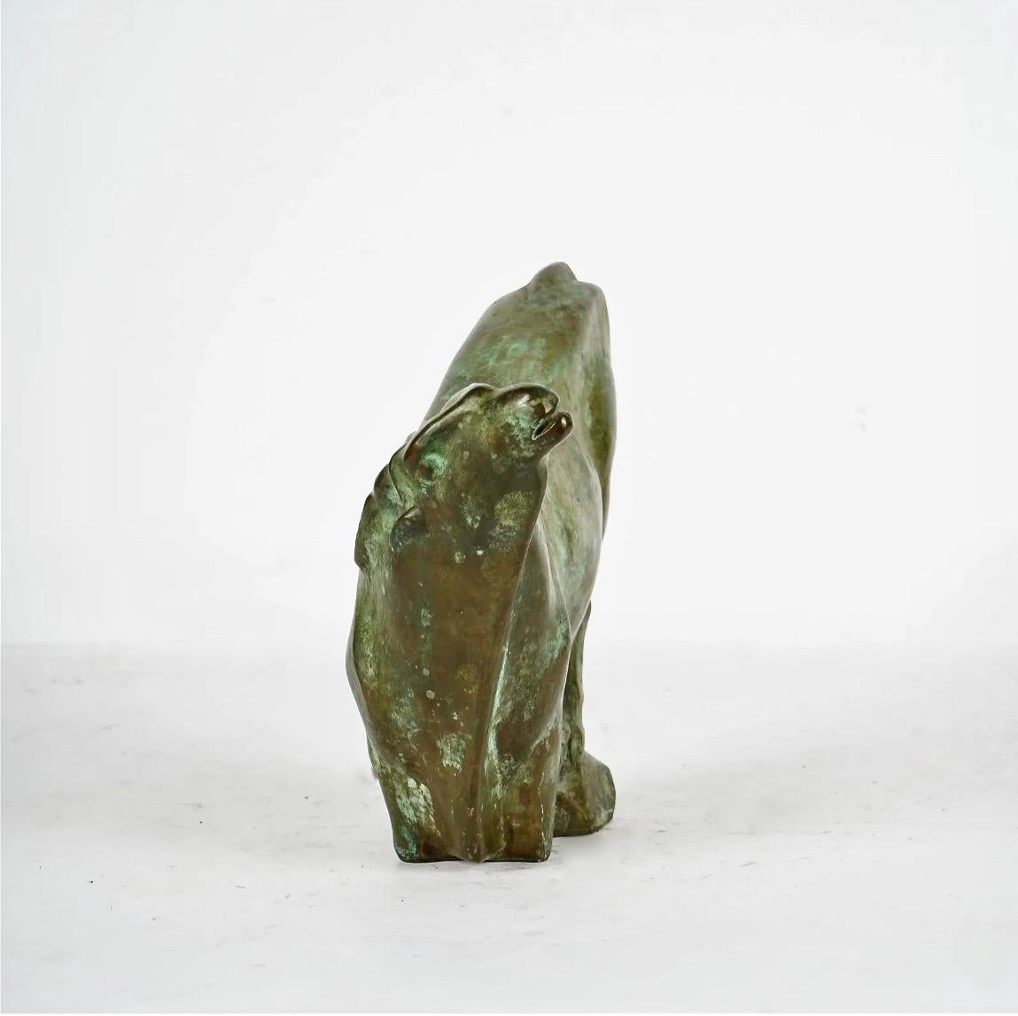 American Bronze Sculpture of Kneeling Antelope, Barbara Beretich (1936-2018) For Sale