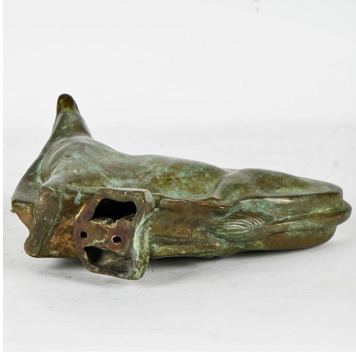 20th Century Bronze Sculpture of Kneeling Antelope, Barbara Beretich (1936-2018) For Sale