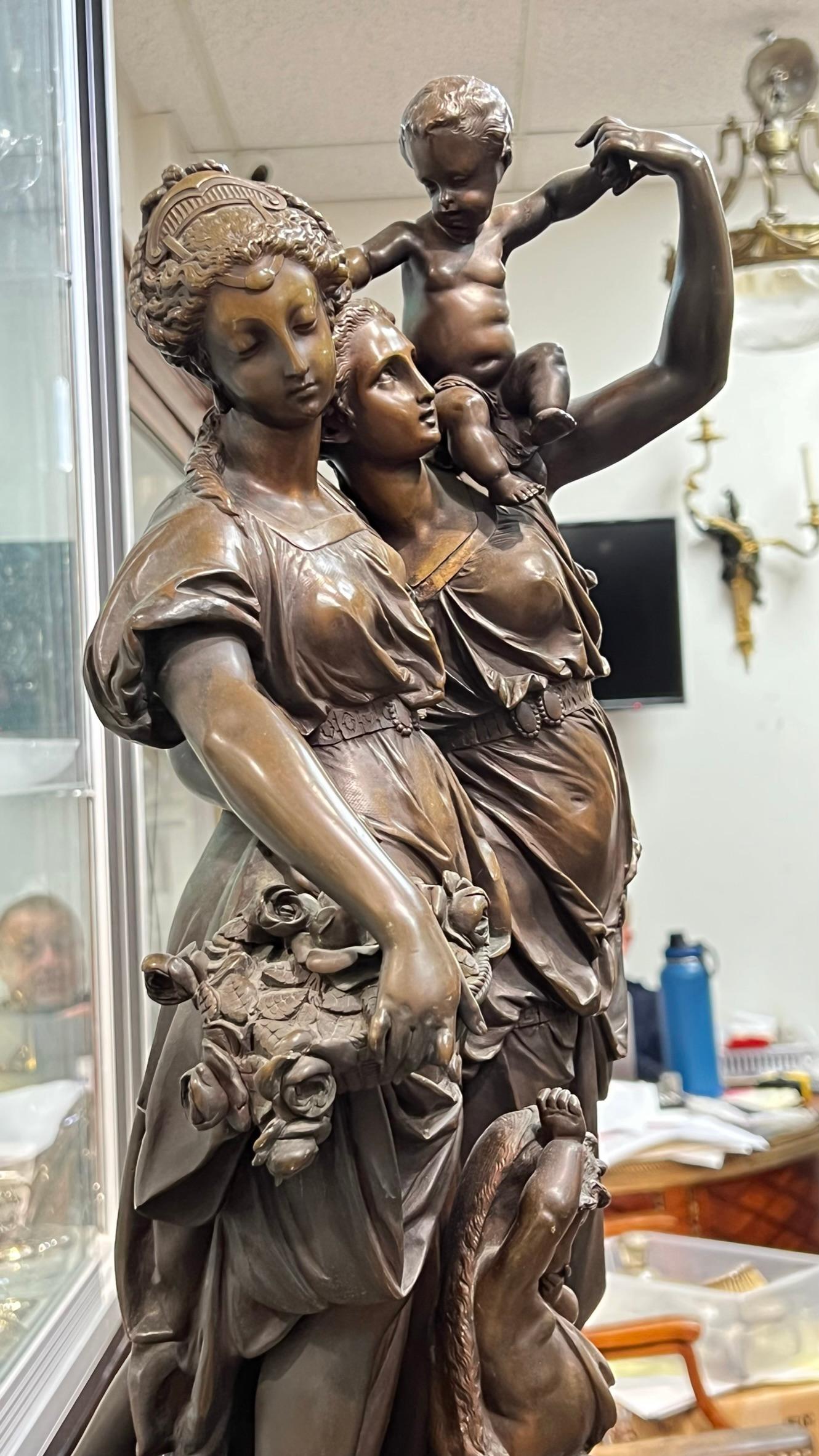 Sculpture en bronze d'une jeune fille par Auguste Joseph Carrier en vente 3