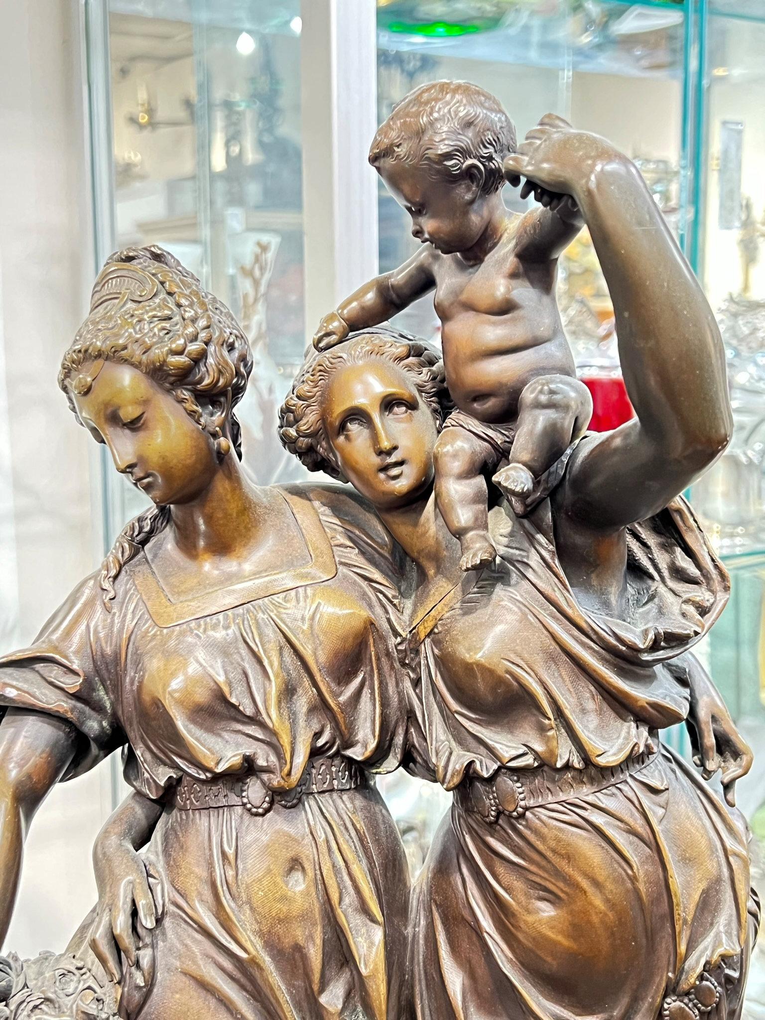 Neoclassical Revival Bronze Sculpture of Maidens by Auguste Joseph Carrier For Sale
