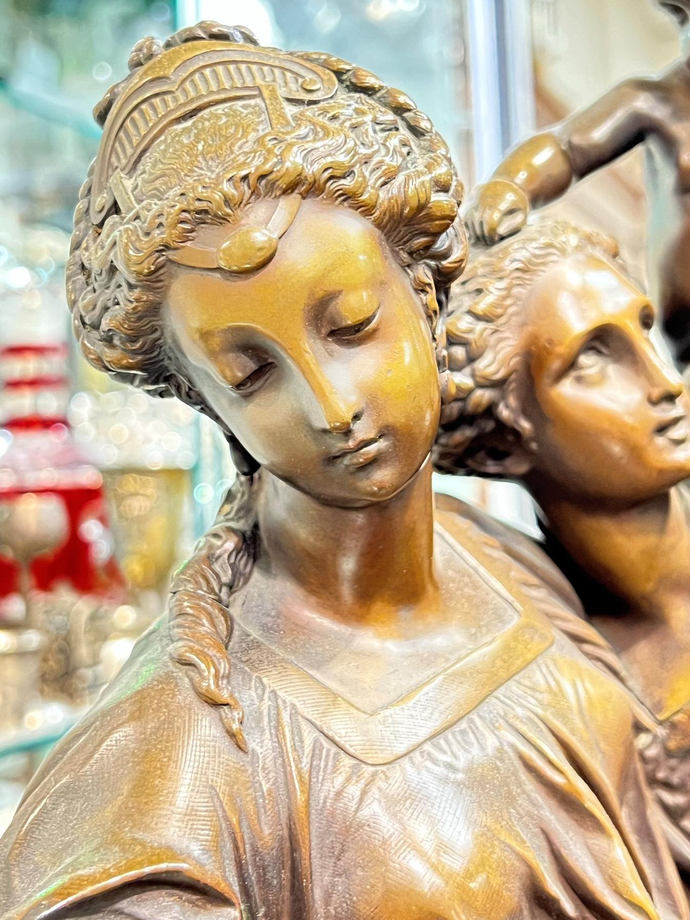 Patinated Bronze Sculpture of Maidens by Auguste Joseph Carrier For Sale