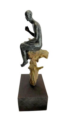 Bronze Sculpture Of Man Sitting On A Twig, Germany, Contemporary
