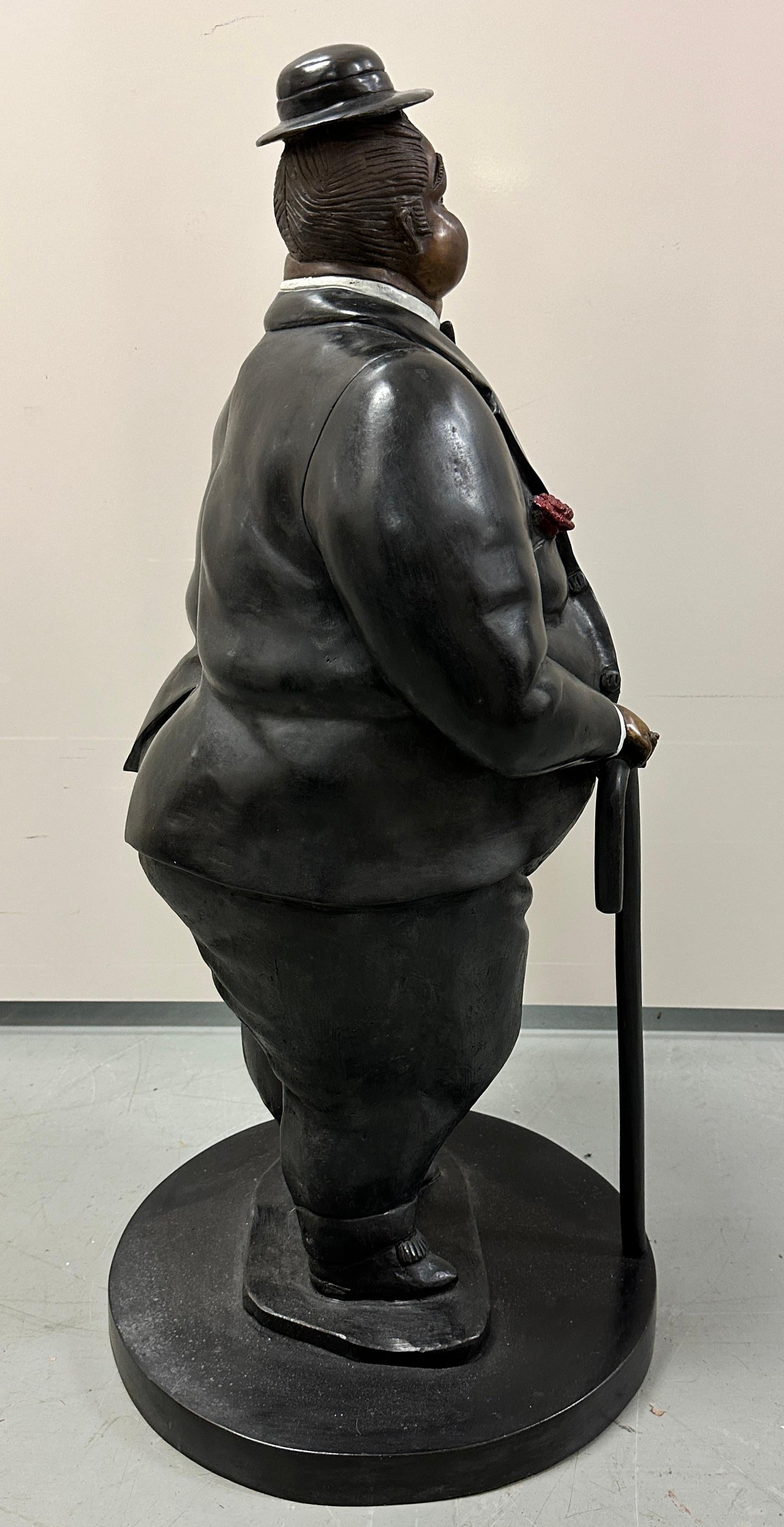 Messicano Scultura in bronzo di uomo con sigaro di Bruno Luna 