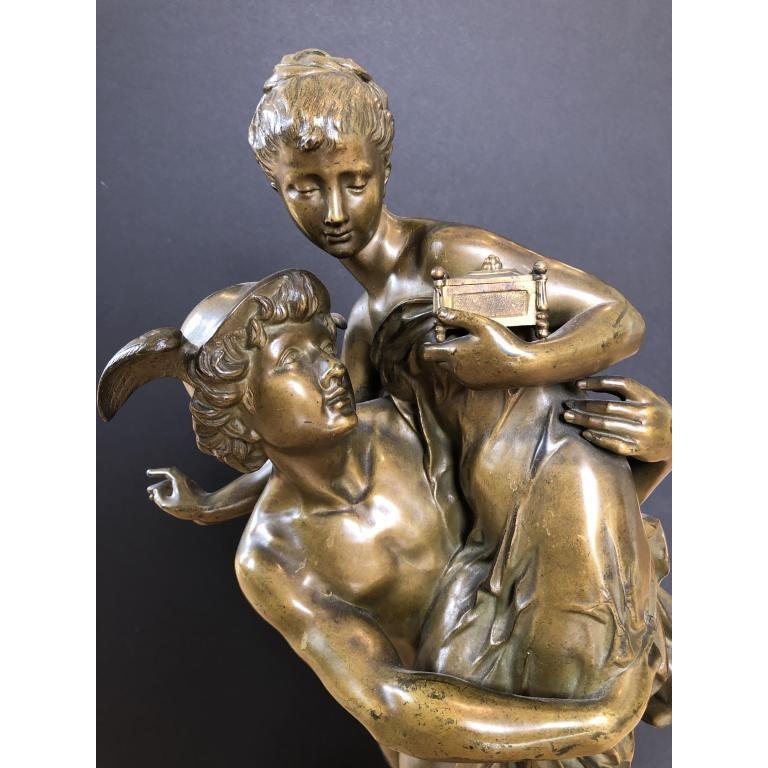 19th Century Bronze Sculpture of Mercury and Pandora by Faure De Brousse, France
