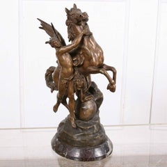 Sculpture en bronze de Mercure et Pegasus par Emile Picault