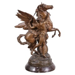 Sculpture en bronze de Mercure et Pegasus par Emile Picault