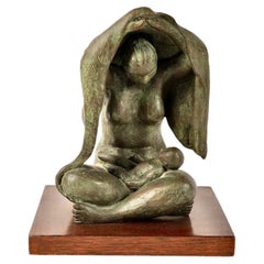 Scultura in bronzo raffigurante una madre con il bambino, Jose Kuri-Brena (messicano, 1914-2004):