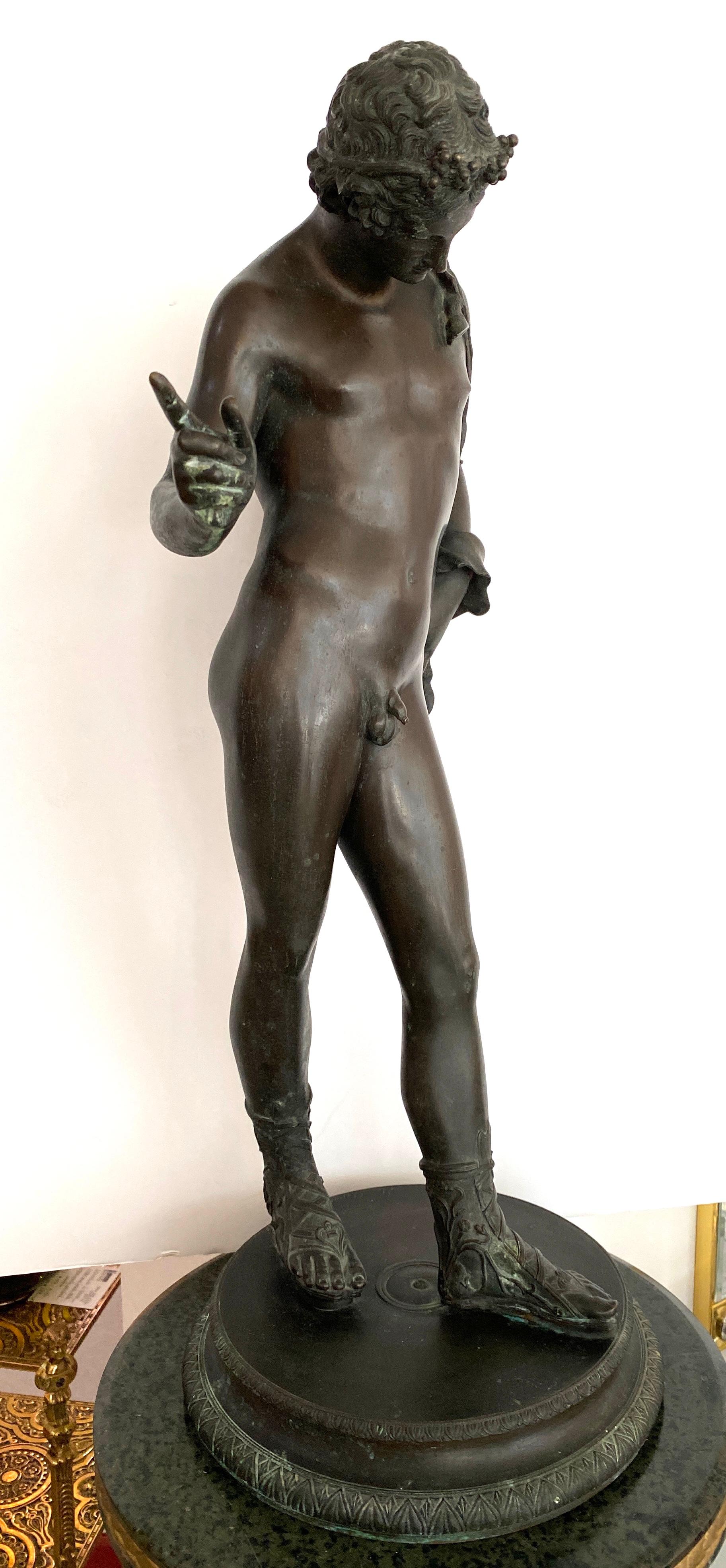 Italian Bronze Sculpture of Narcissus by G Anodio