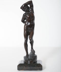 Bronze Sculpture of Nude Narcissus, after Barthelemy Prieur, German, circa 1900