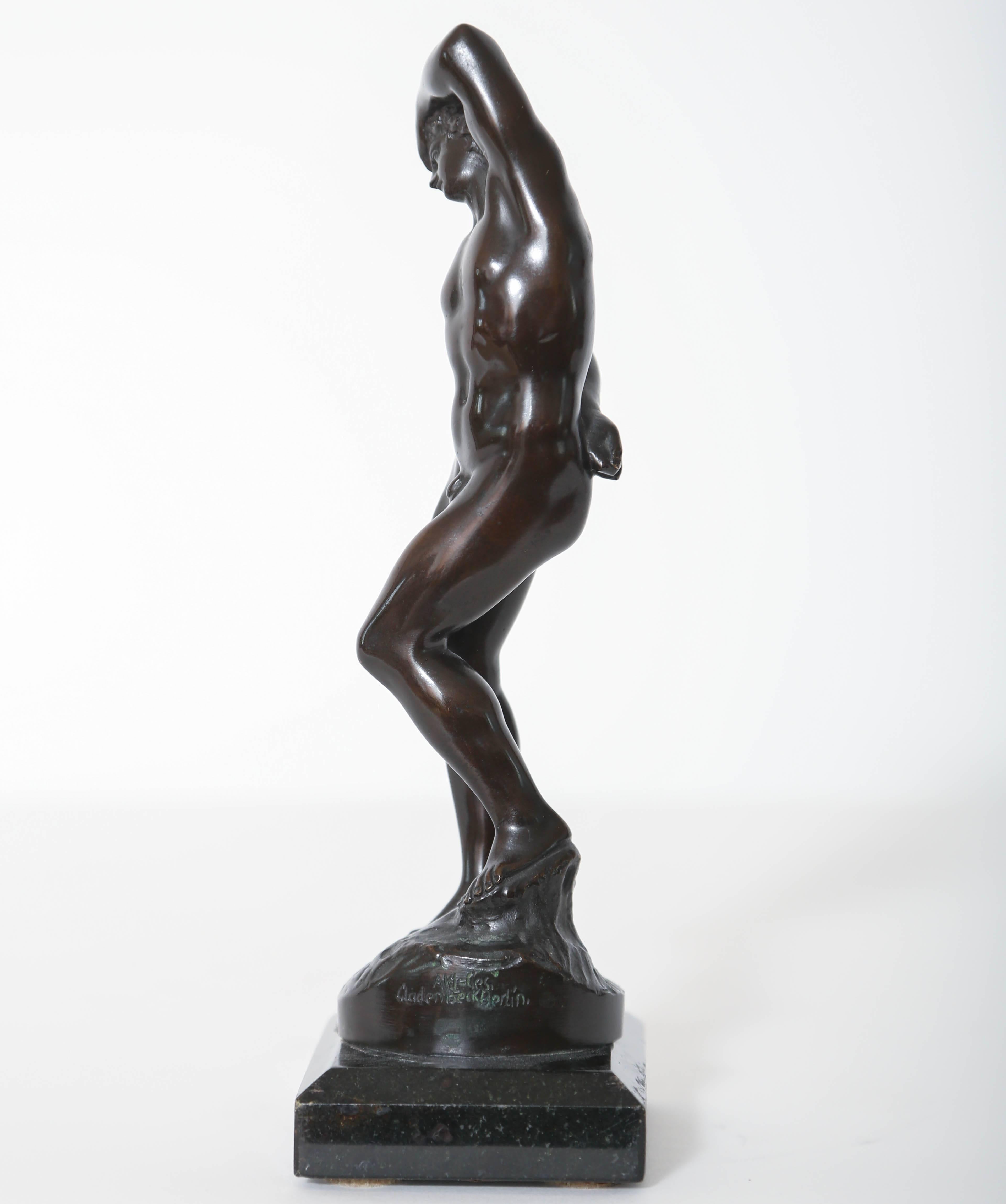 Neoclassical Revival Bronze Sculpture of Nude Narcissus, after Barthelemy Prieur, German, circa 1900