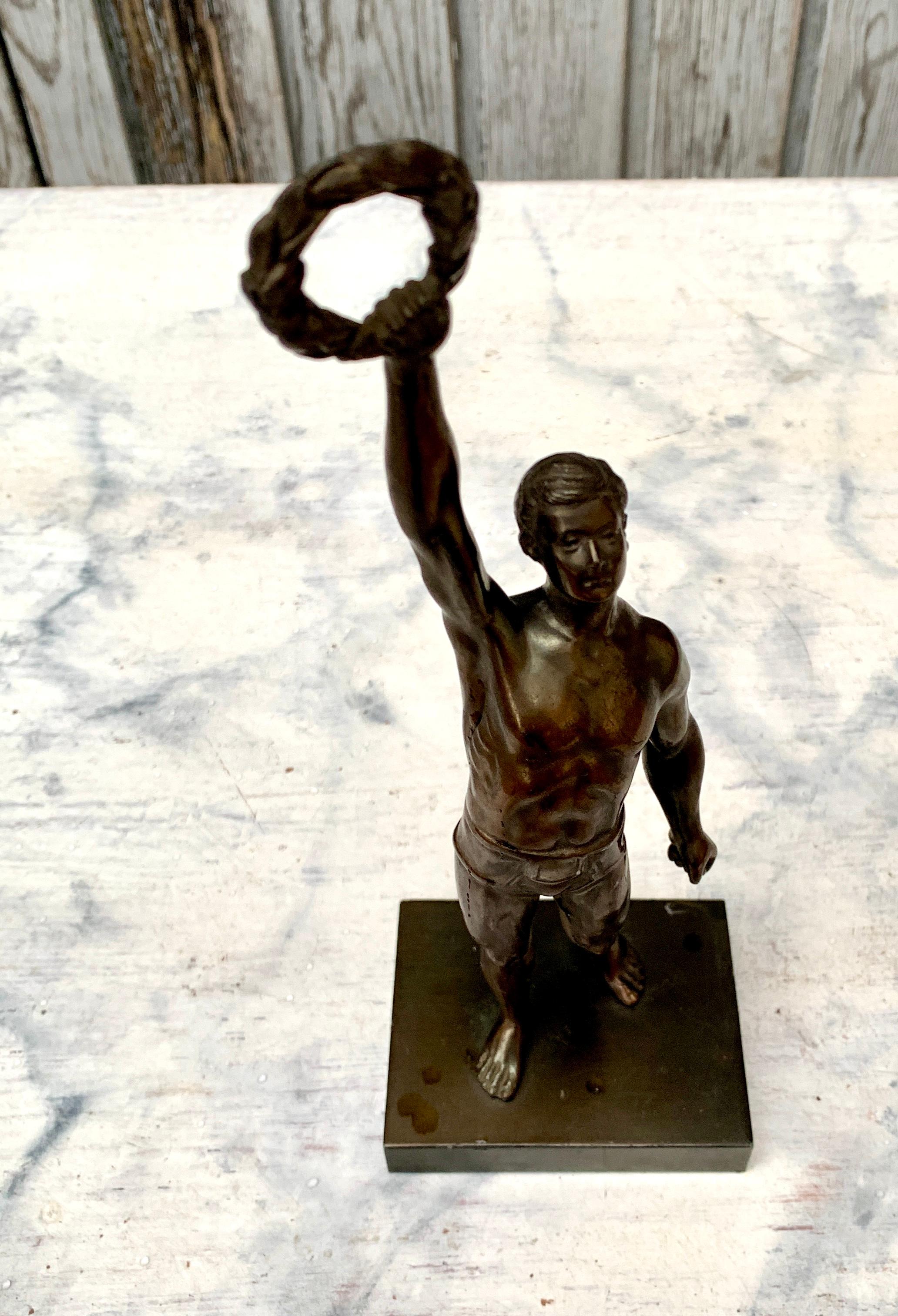 Bronze Sculpture Of Olympic Man Early 20th Century For Sale 4