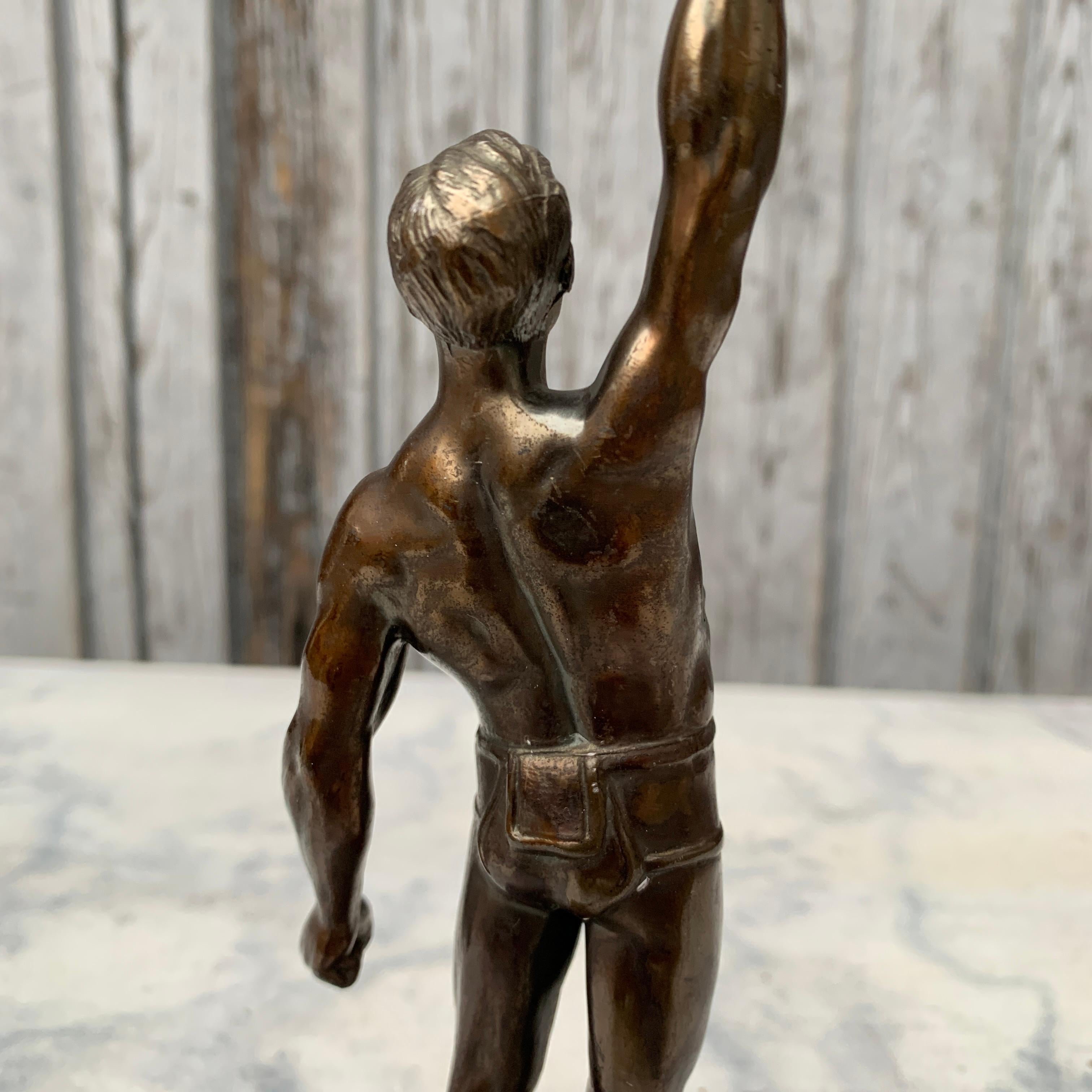 Bronze Sculpture Of Olympic Man Early 20th Century For Sale 7