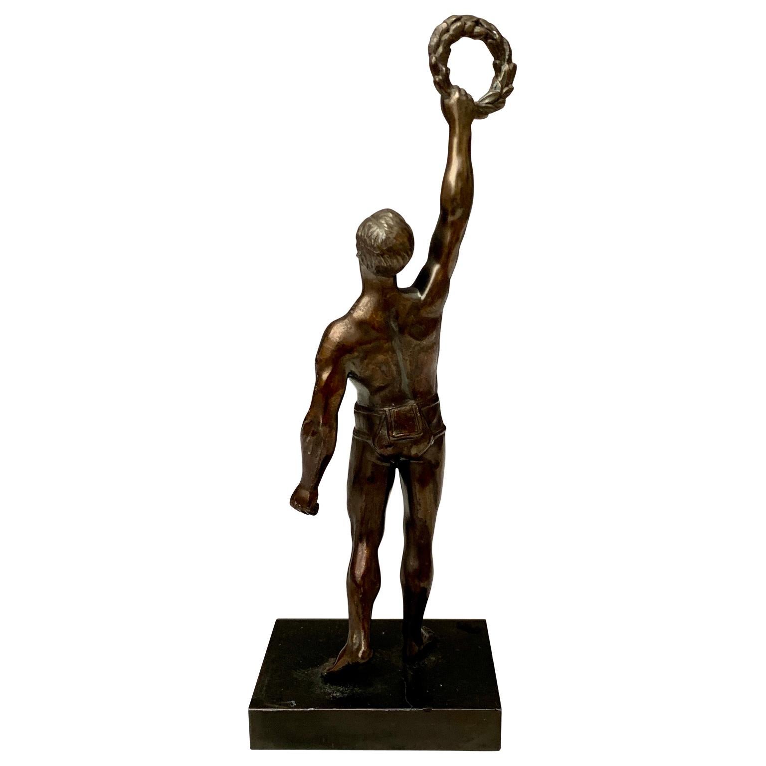 Art Deco Bronze Sculpture Of Olympic Man Early 20th Century For Sale