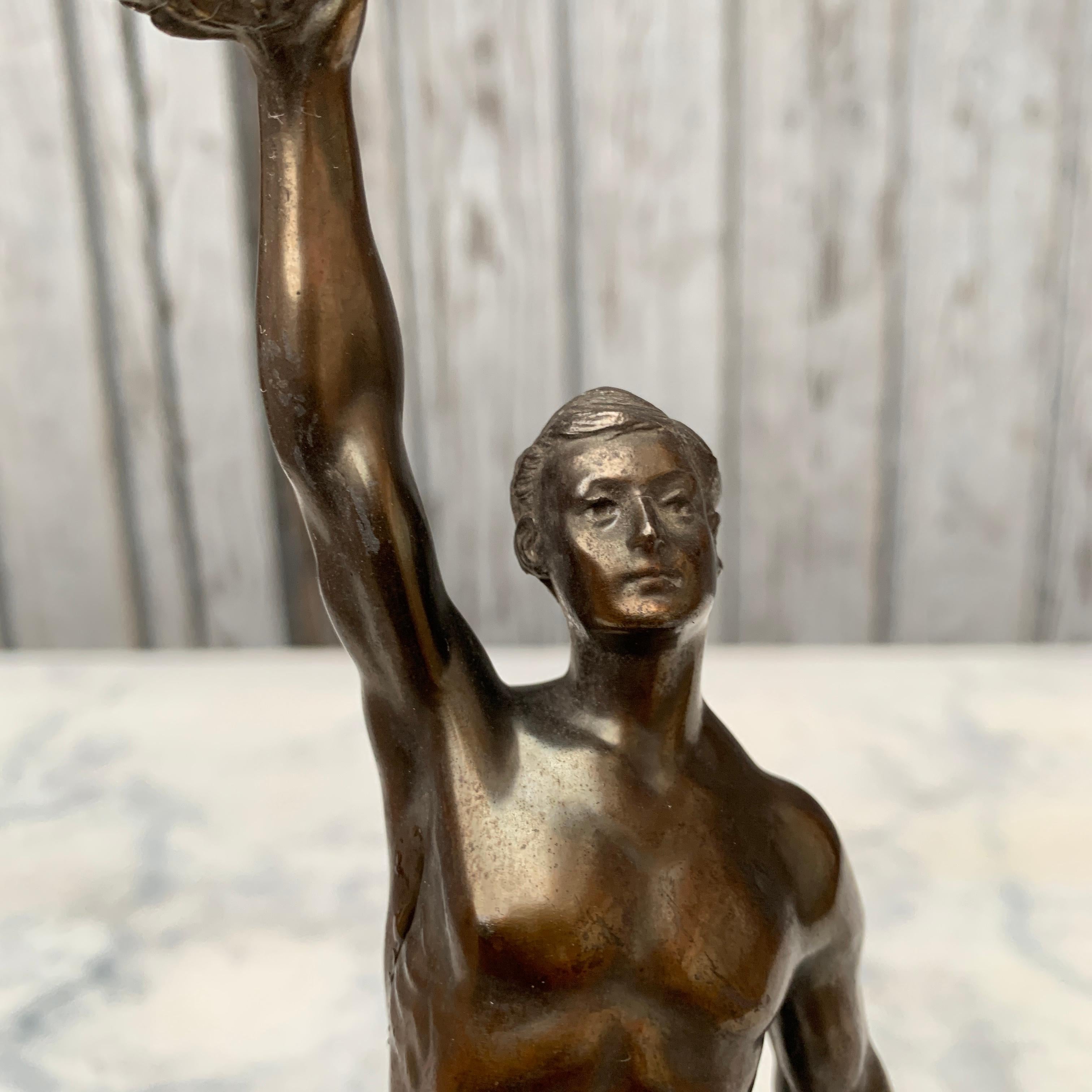 Mid-20th Century Bronze Sculpture Of Olympic Man Early 20th Century For Sale
