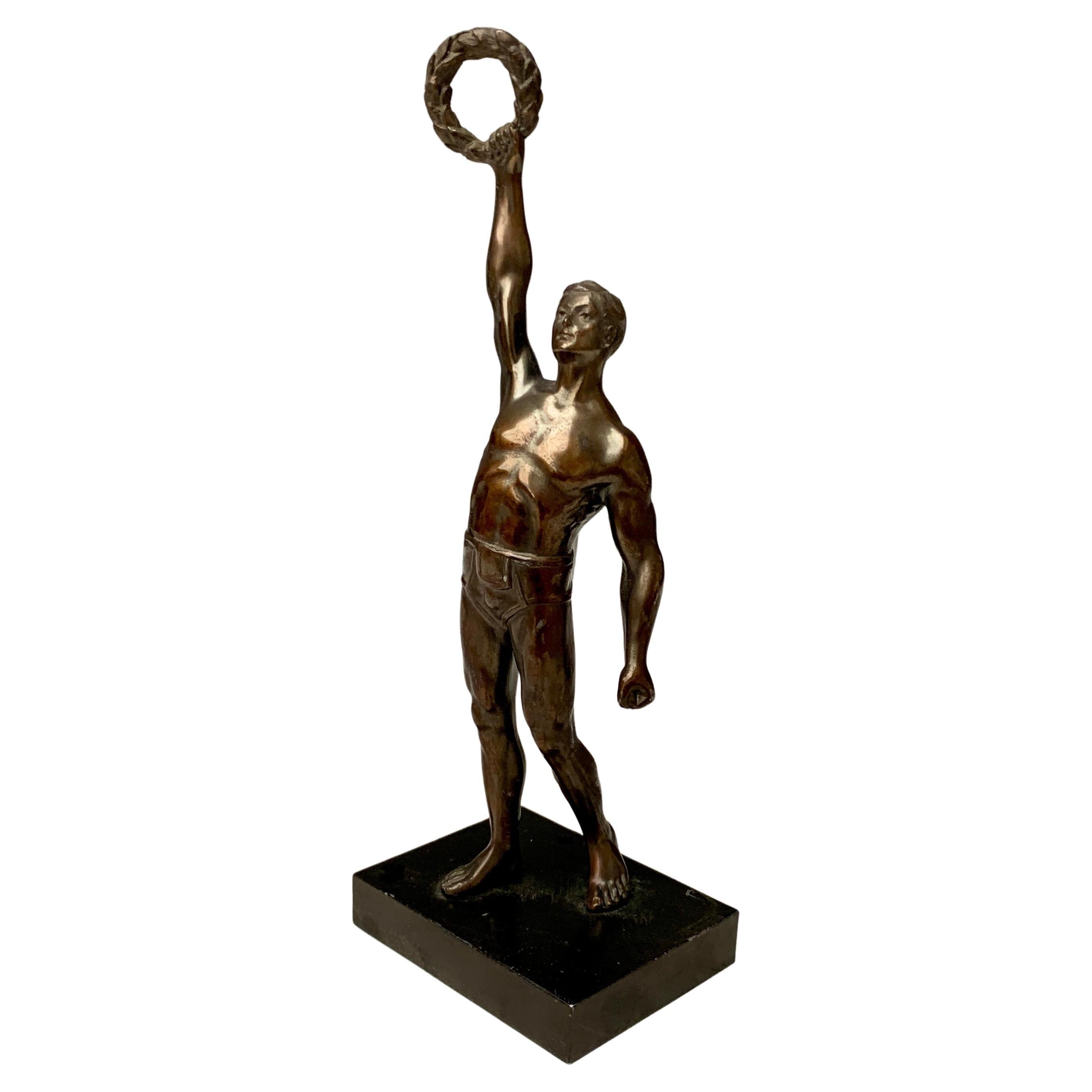 Bronze Sculpture Of Olympic Man Early 20th Century For Sale