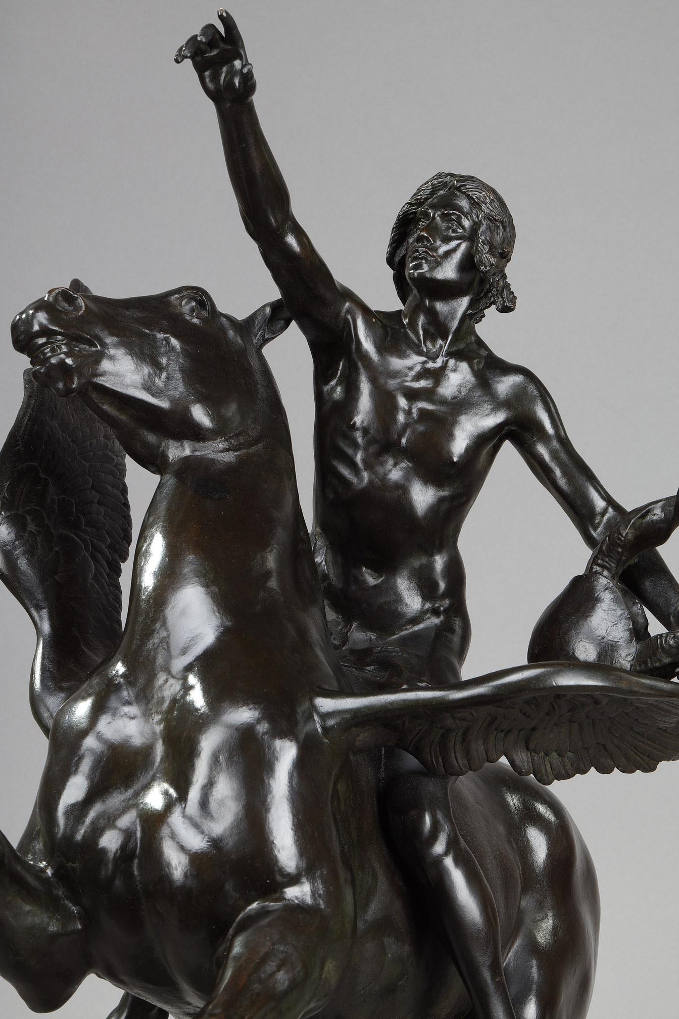  Sculpture en bronze de Gassus transportant le poète dans les régions des rêves en vente 2