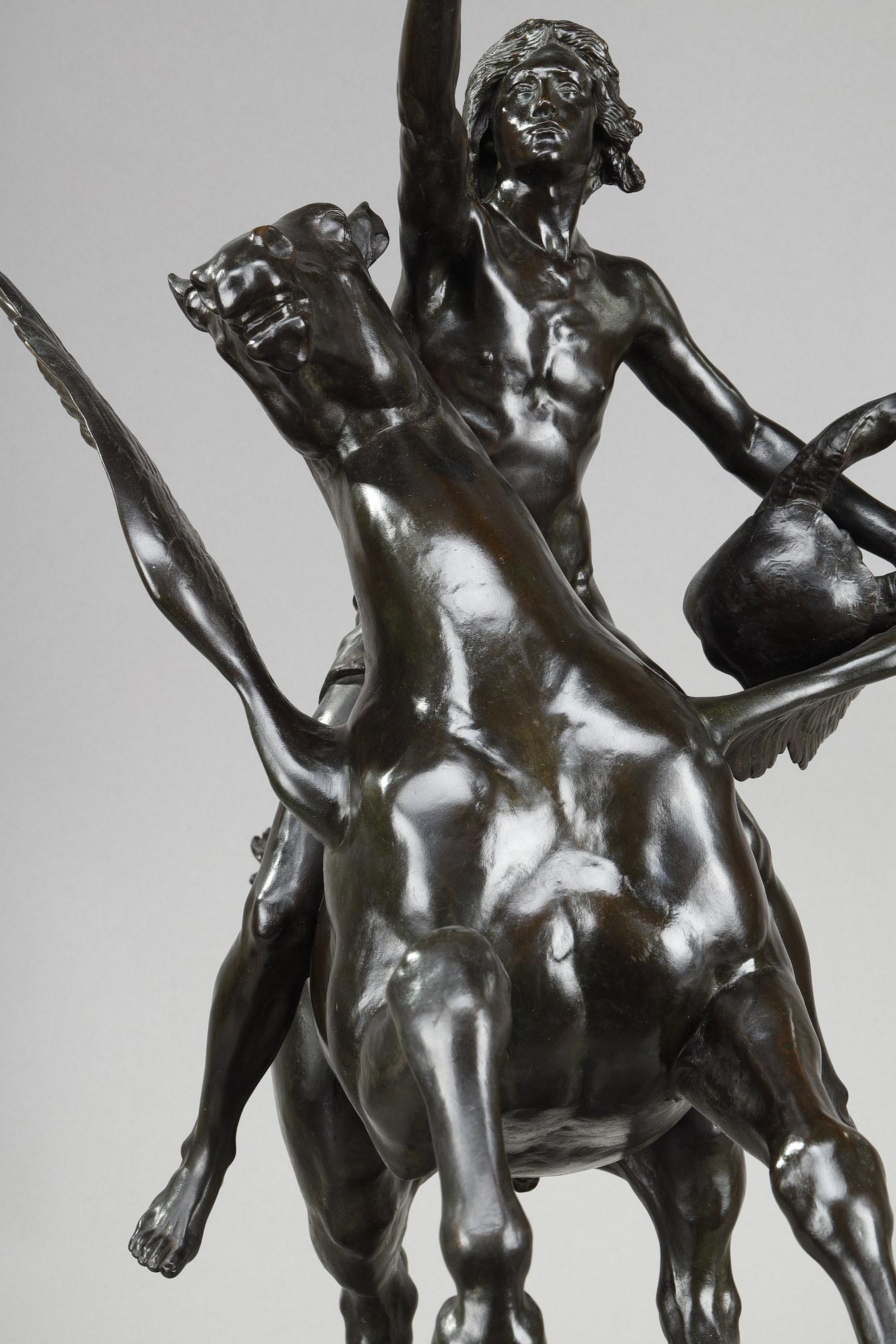  Sculpture en bronze de Gassus transportant le poète dans les régions des rêves en vente 5