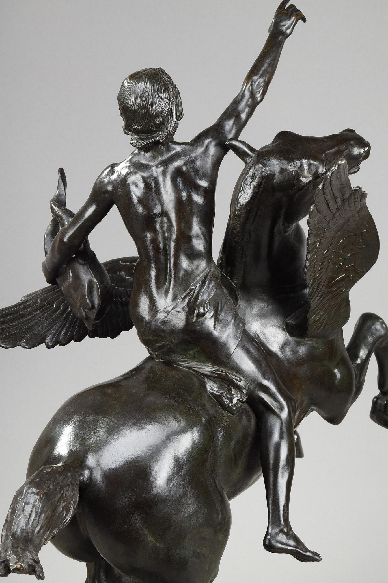  Sculpture en bronze de Gassus transportant le poète dans les régions des rêves en vente 8