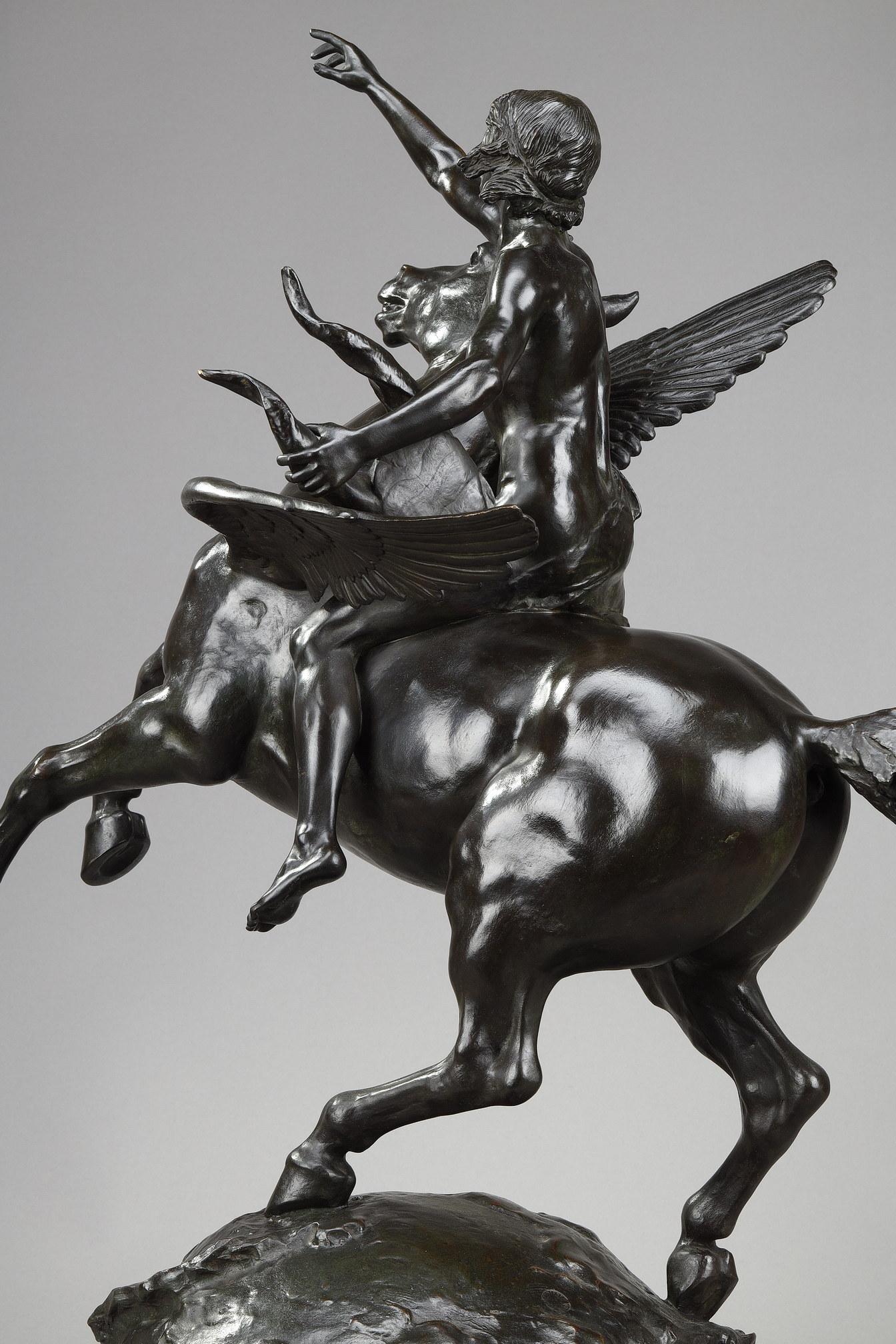  Sculpture en bronze de Gassus transportant le poète dans les régions des rêves en vente 9