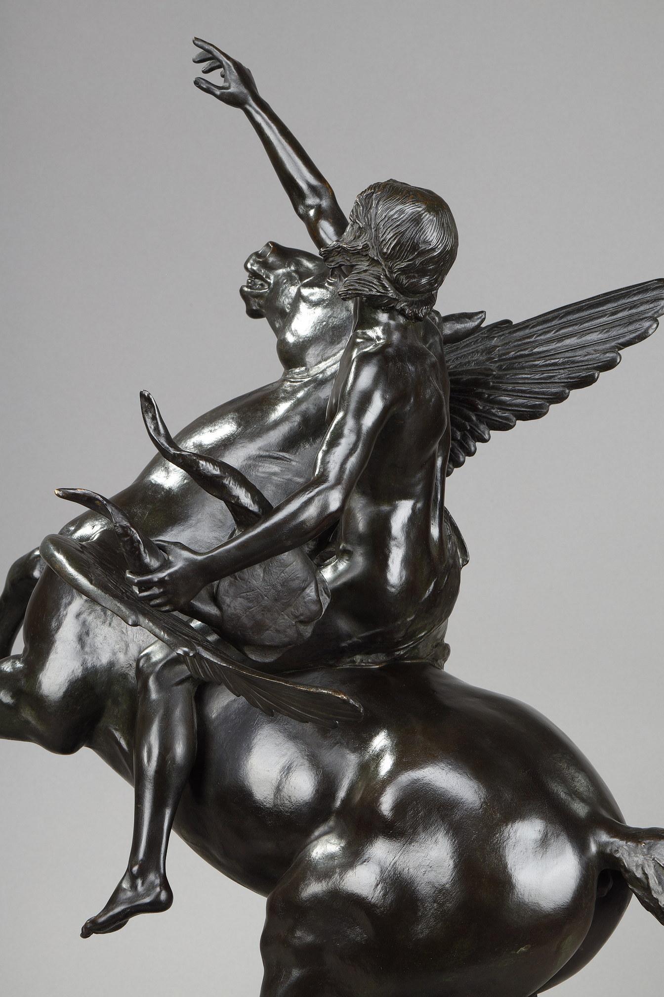  Sculpture en bronze de Gassus transportant le poète dans les régions des rêves en vente 10