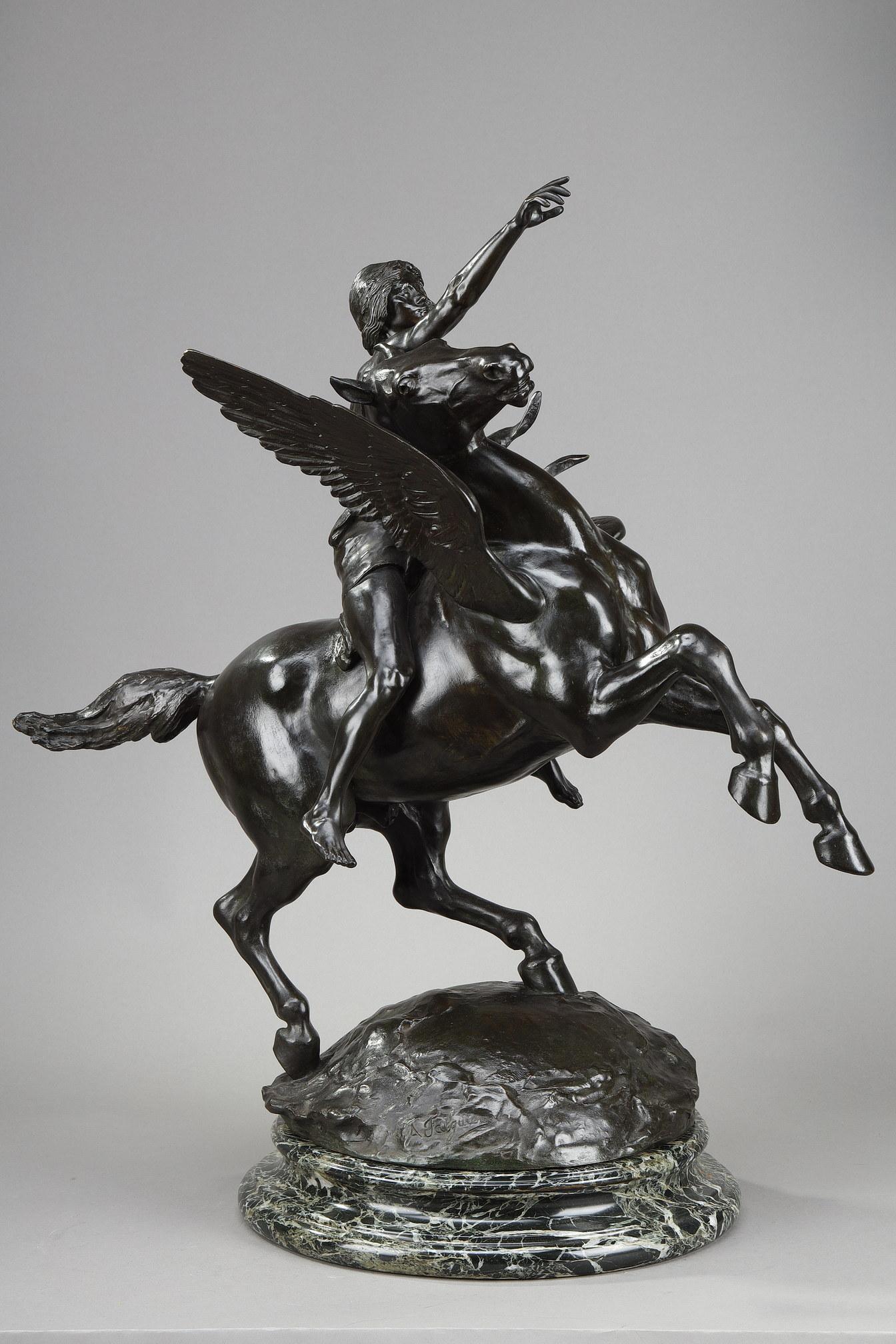 Néo-Renaissance  Sculpture en bronze de Gassus transportant le poète dans les régions des rêves en vente
