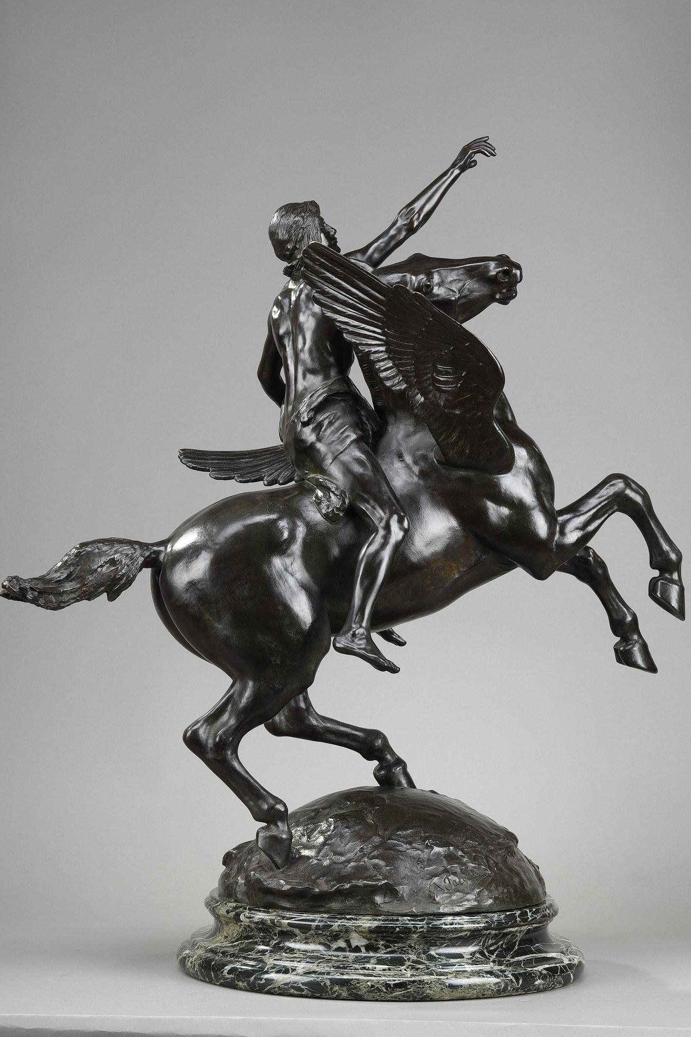 Français  Sculpture en bronze de Gassus transportant le poète dans les régions des rêves en vente