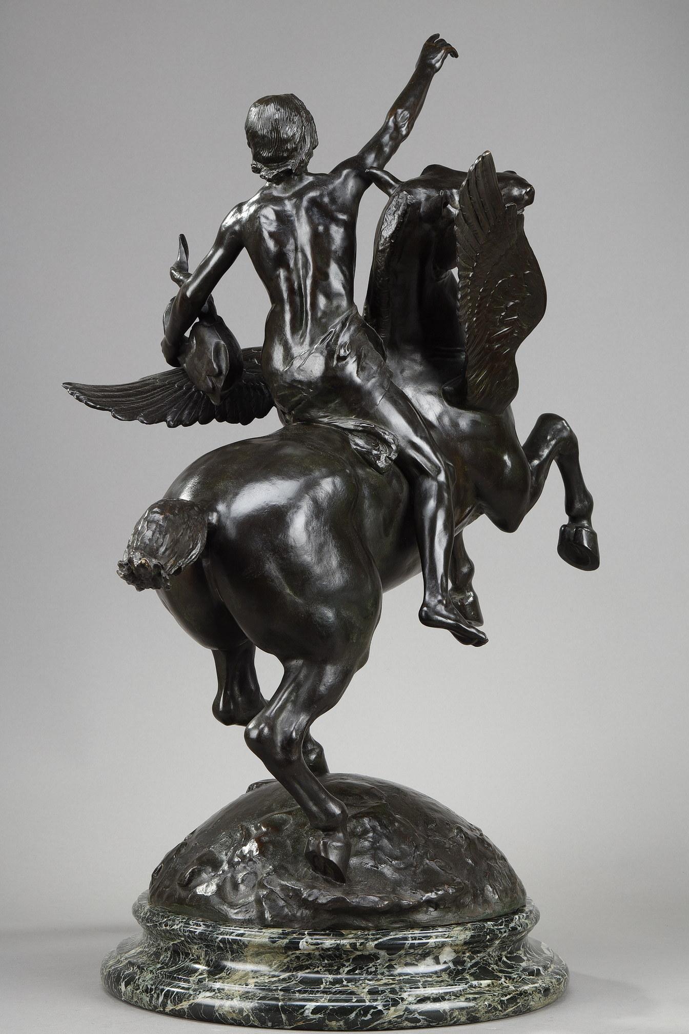 Patiné  Sculpture en bronze de Gassus transportant le poète dans les régions des rêves en vente