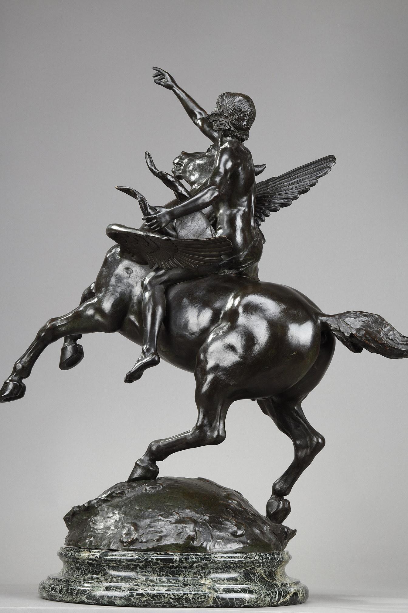  Sculpture en bronze de Gassus transportant le poète dans les régions des rêves Bon état - En vente à Paris, FR