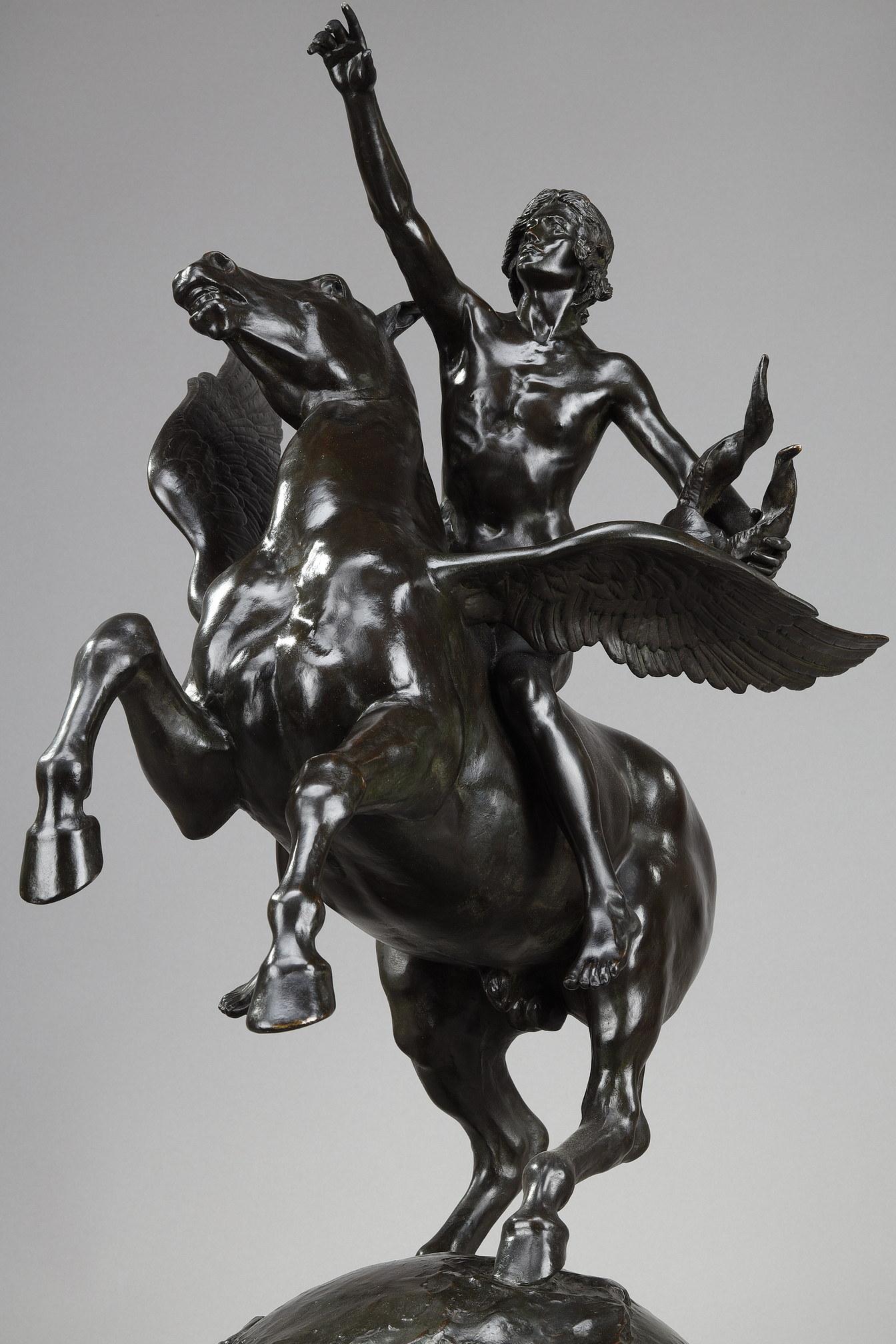  Sculpture en bronze de Gassus transportant le poète dans les régions des rêves en vente 1