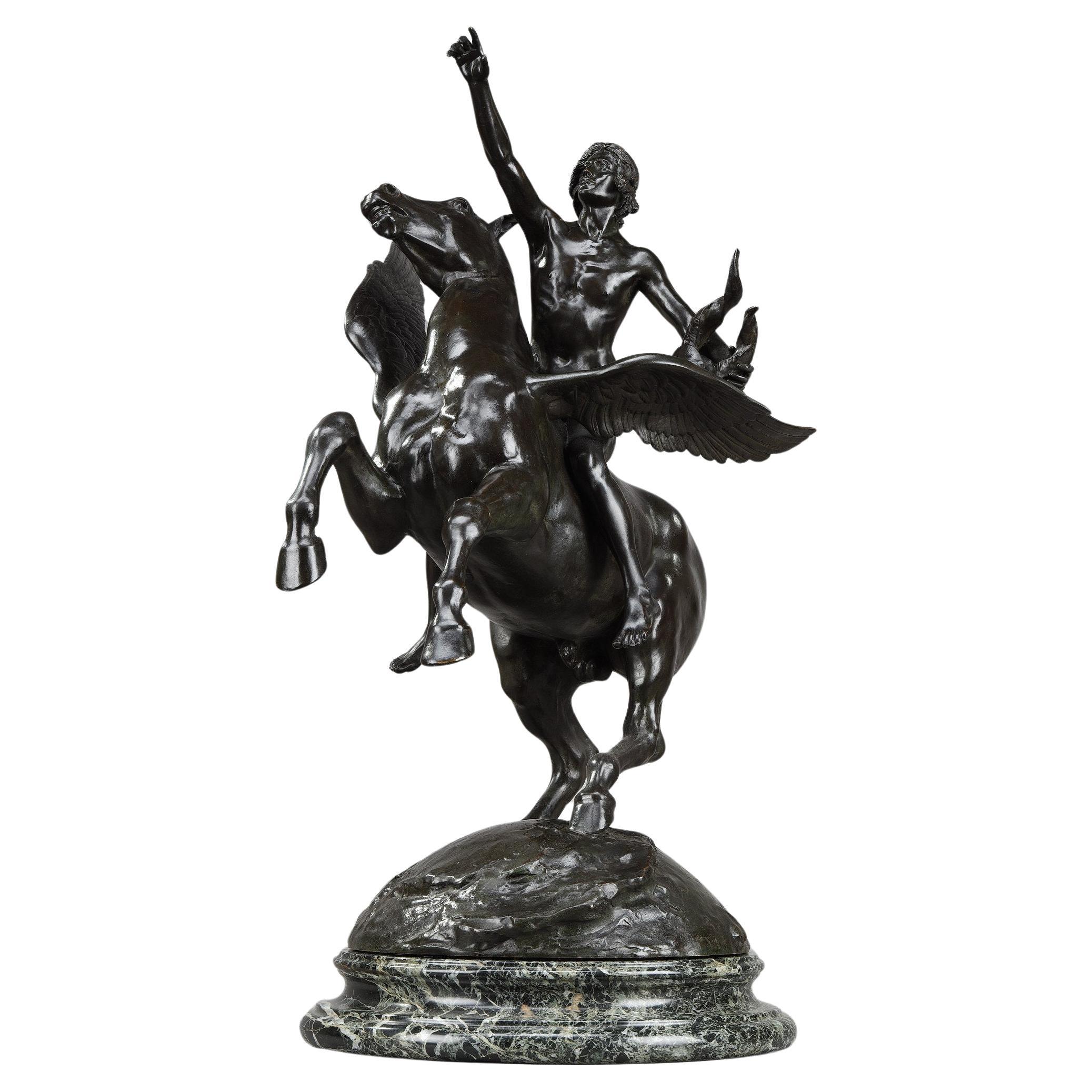  Bronze Sculpture of "Pagasus Carrying the Poet to the Regions of Dreams" For Sale