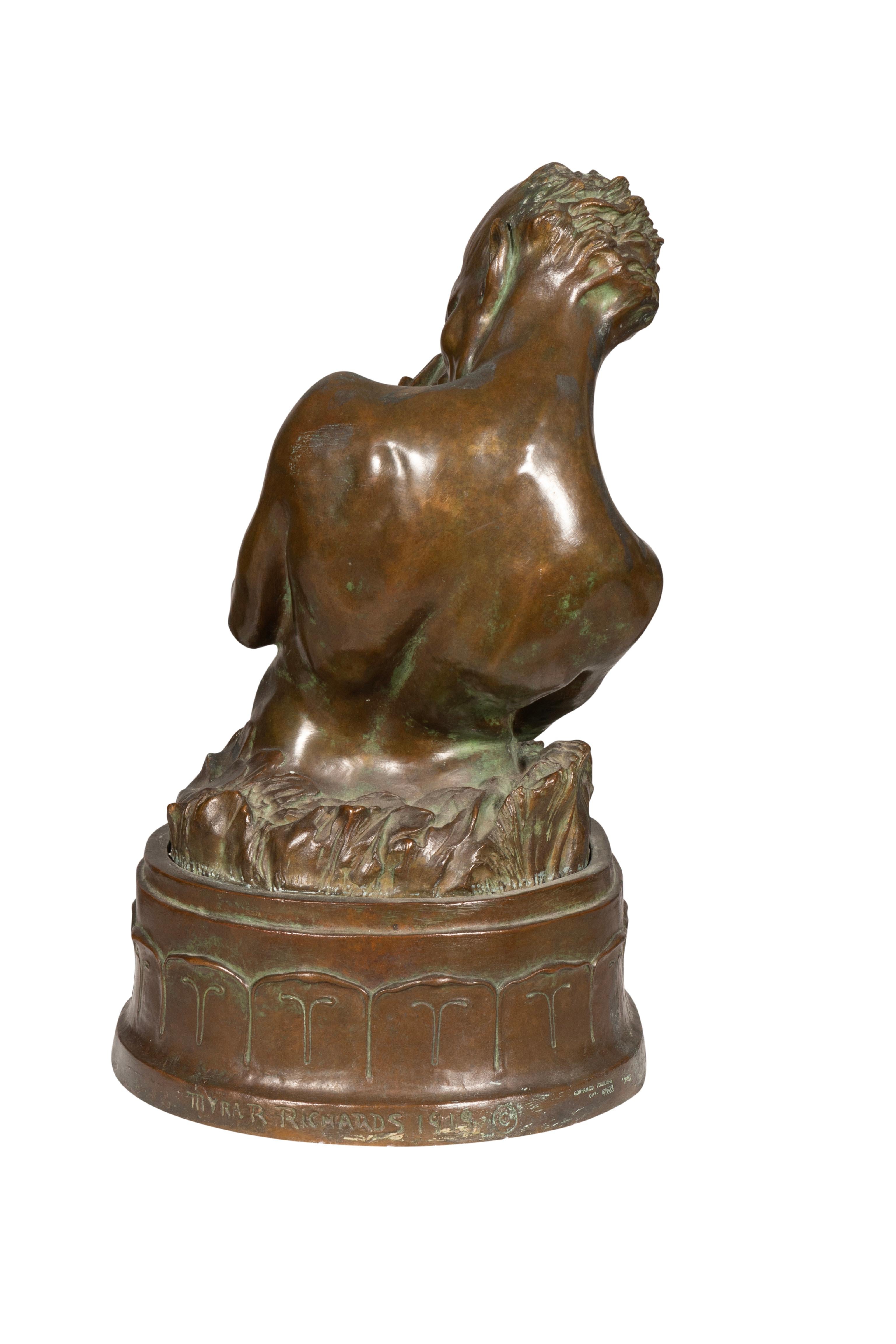 American Bronze Sculpture Of Pan By Myra Reynolds Richards