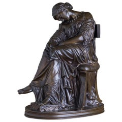 Antique Bronze Sculpture of Penelope, French, 19th Century