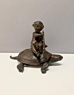 Sculpture de Putti sur tortue