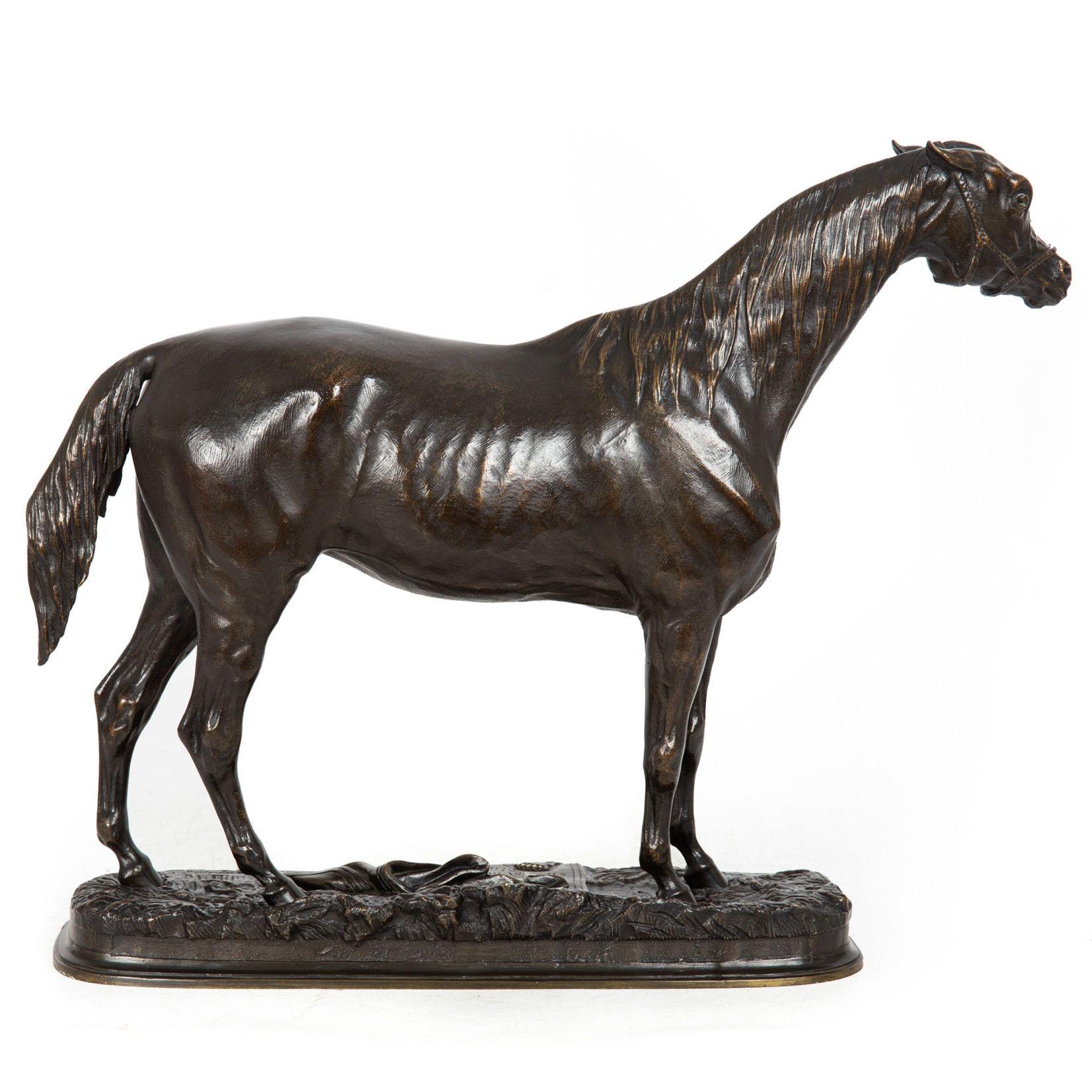 Romantic Bronze Sculpture of Race Horse Stallion “Hanriette